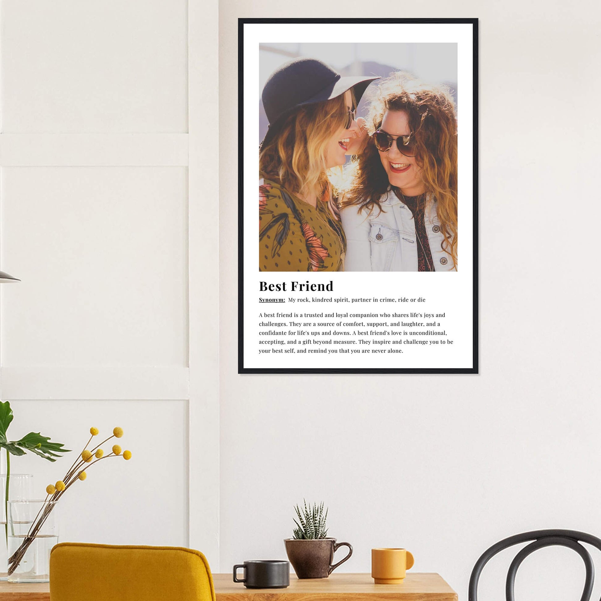 Best friend dictionary definition print in black frame 24x36 inches