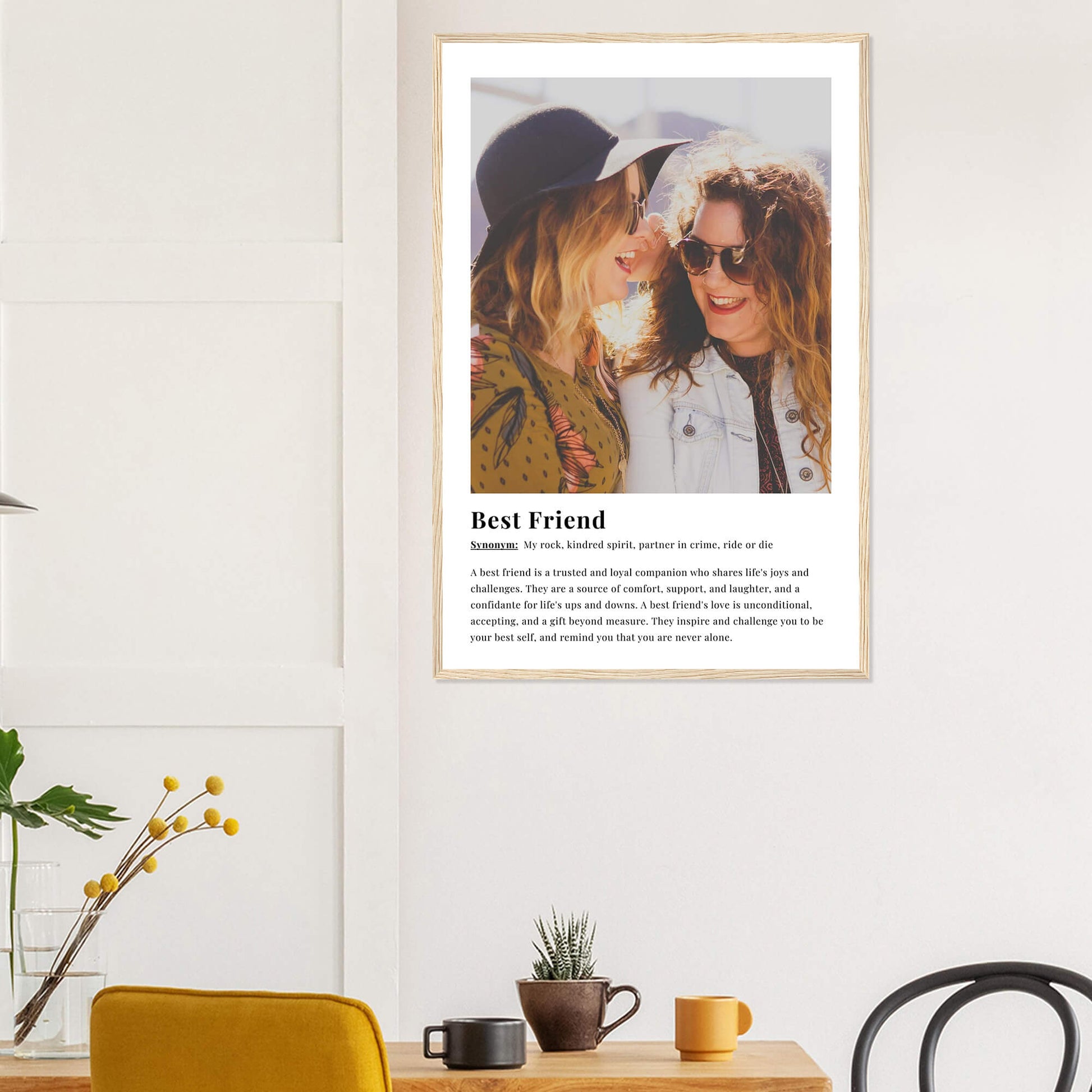 Best friend dictionary definition print in wood frame 24x36 inches