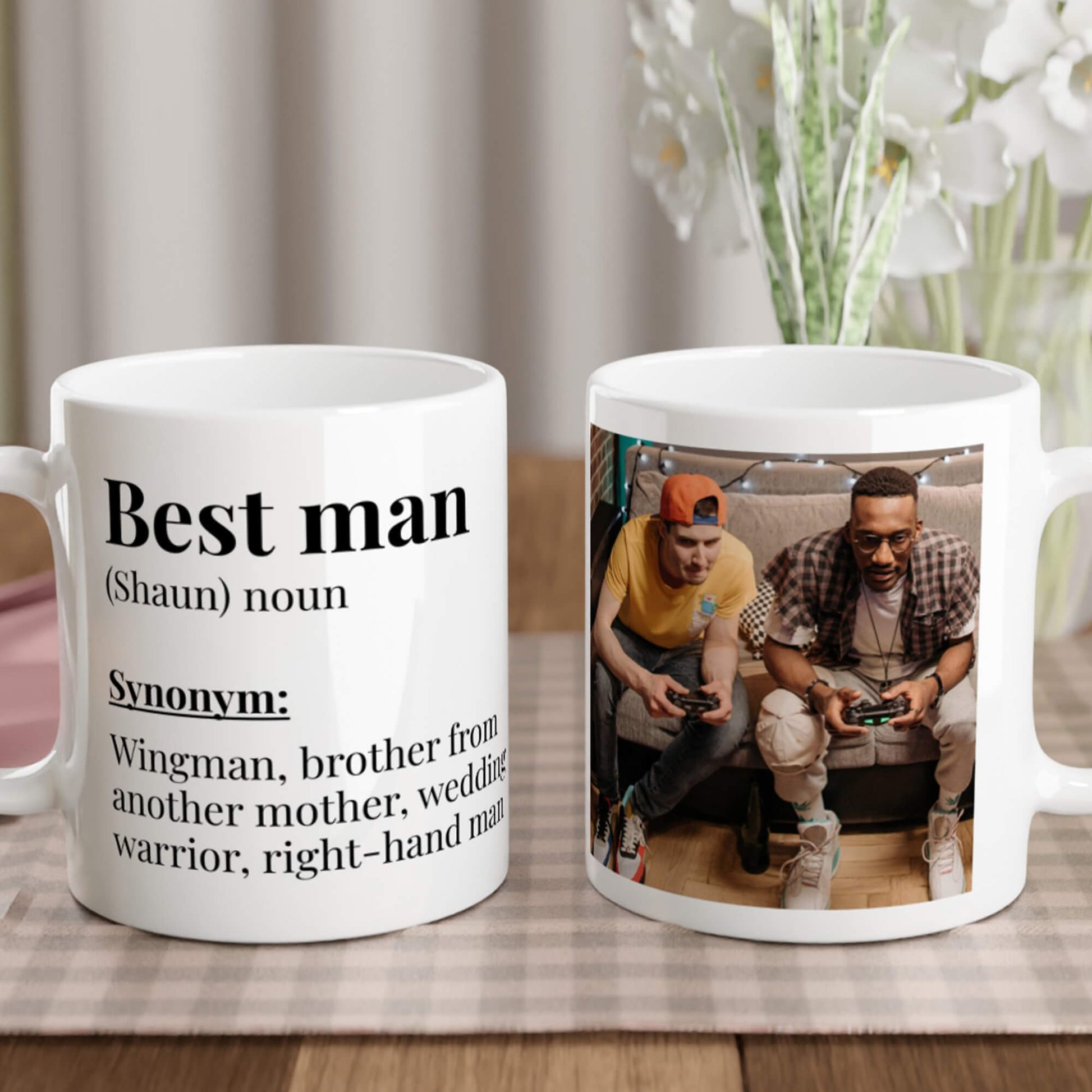 Best man dictionary definition mug - lifestyle image