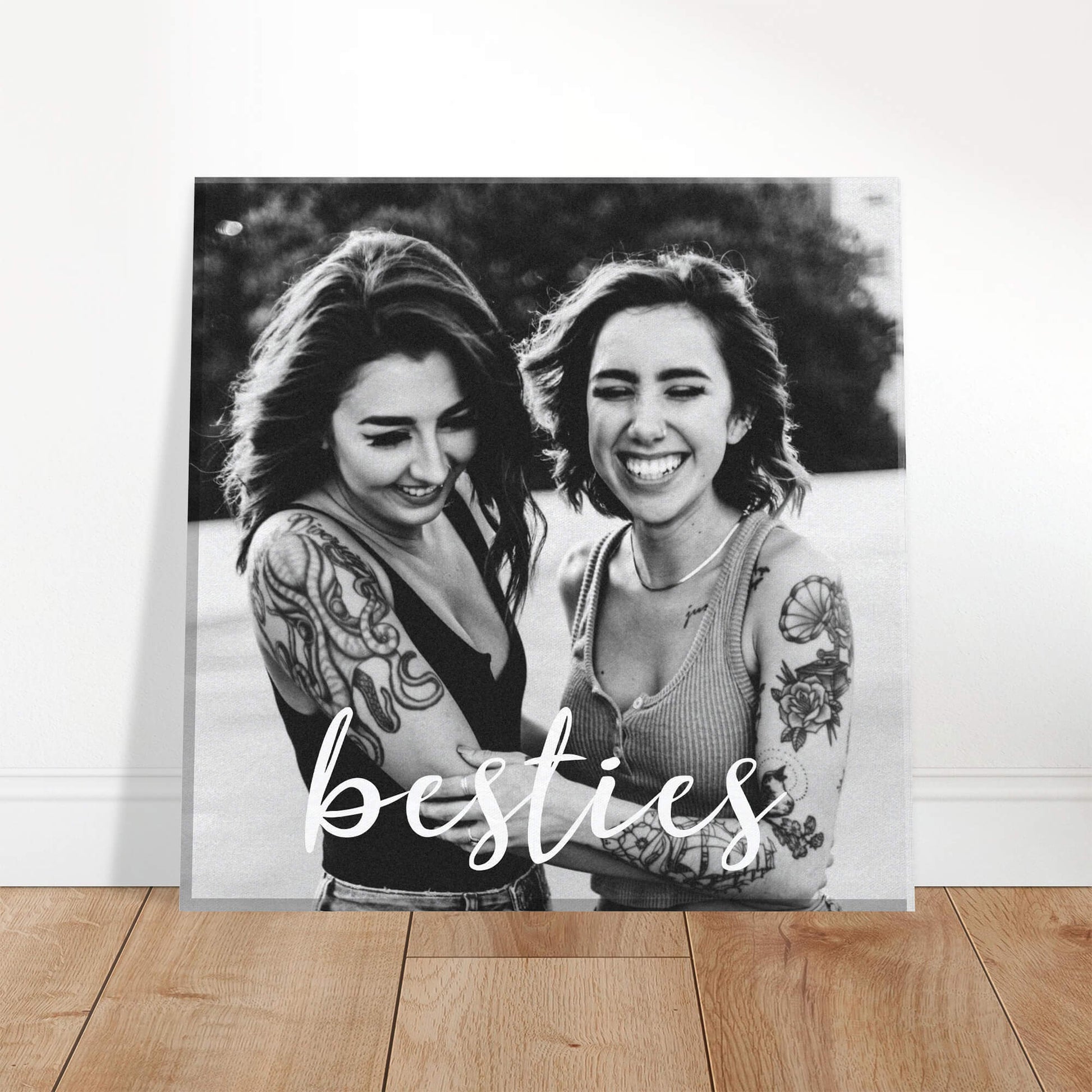 Besties canvas against wall