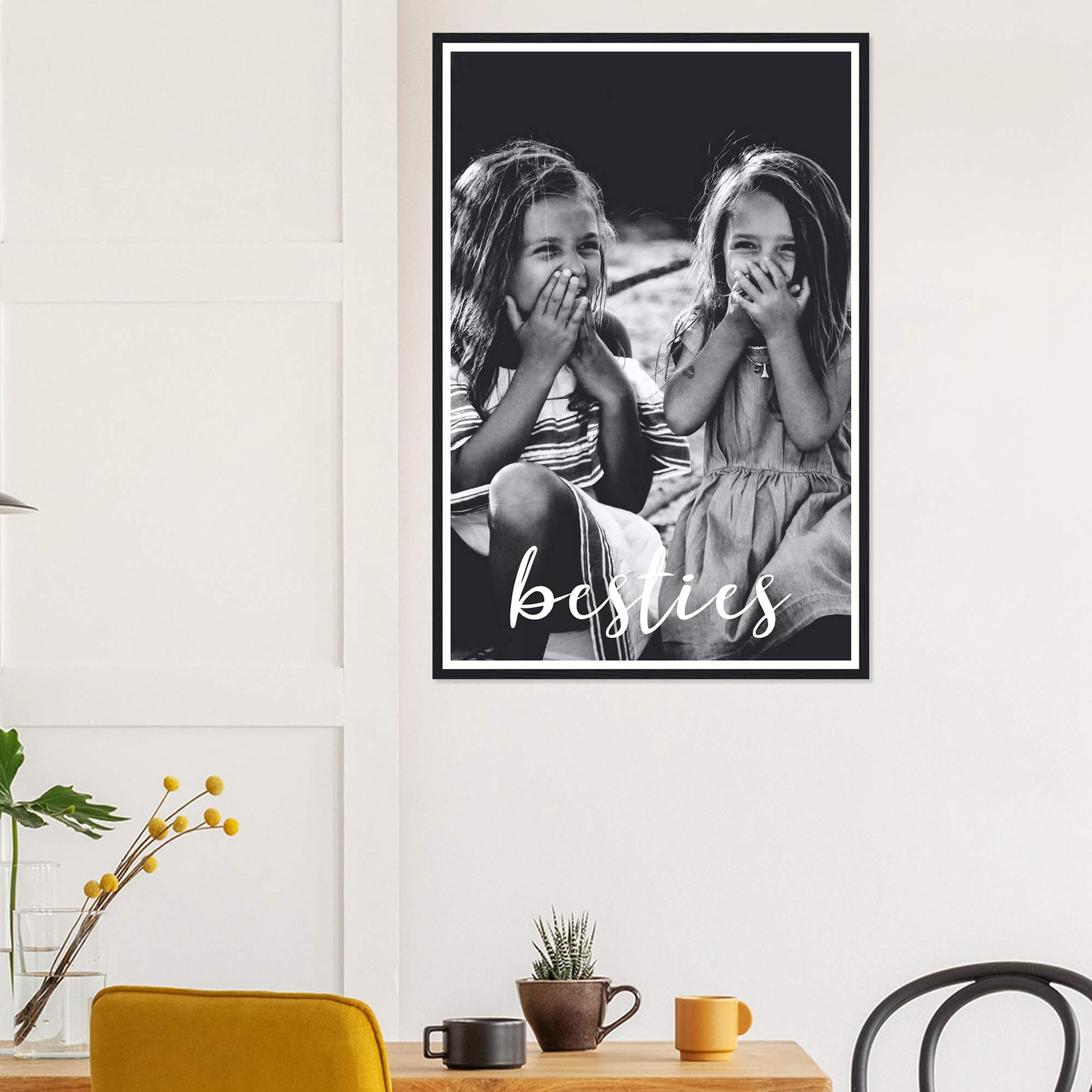 Besties personalised photo print in black frame 24x36 inches