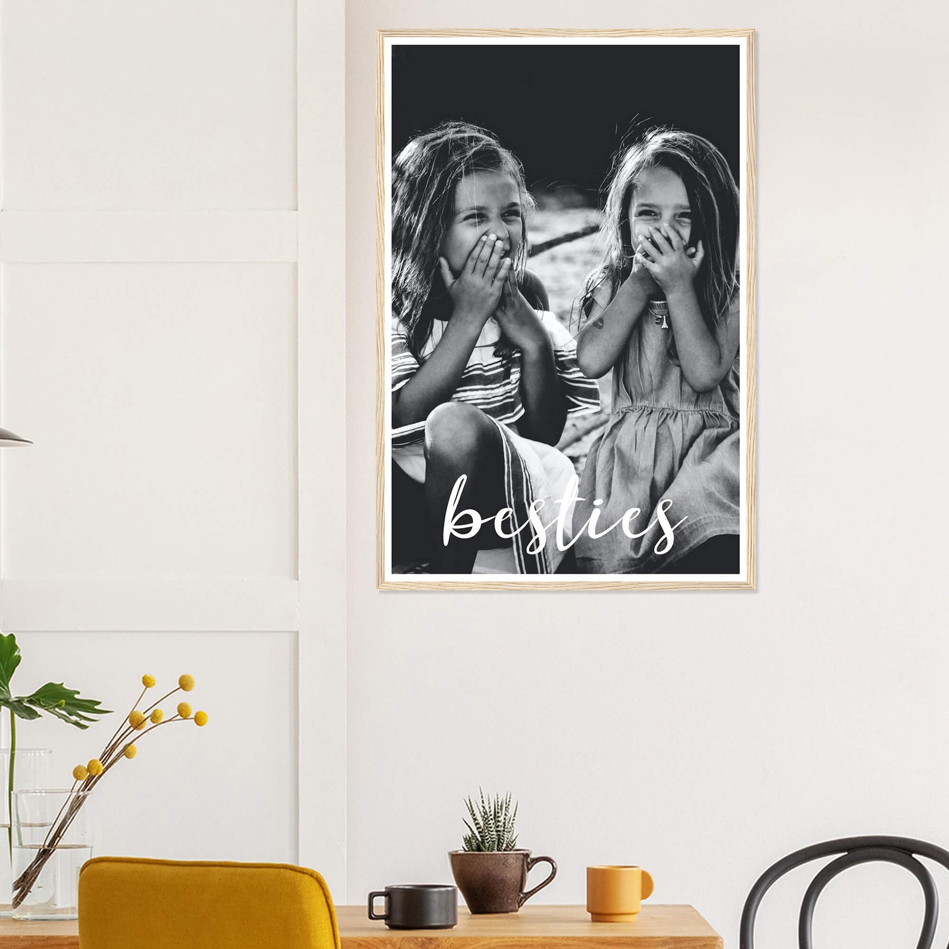 Besties personalised photo print in wood frame 24x36 inches