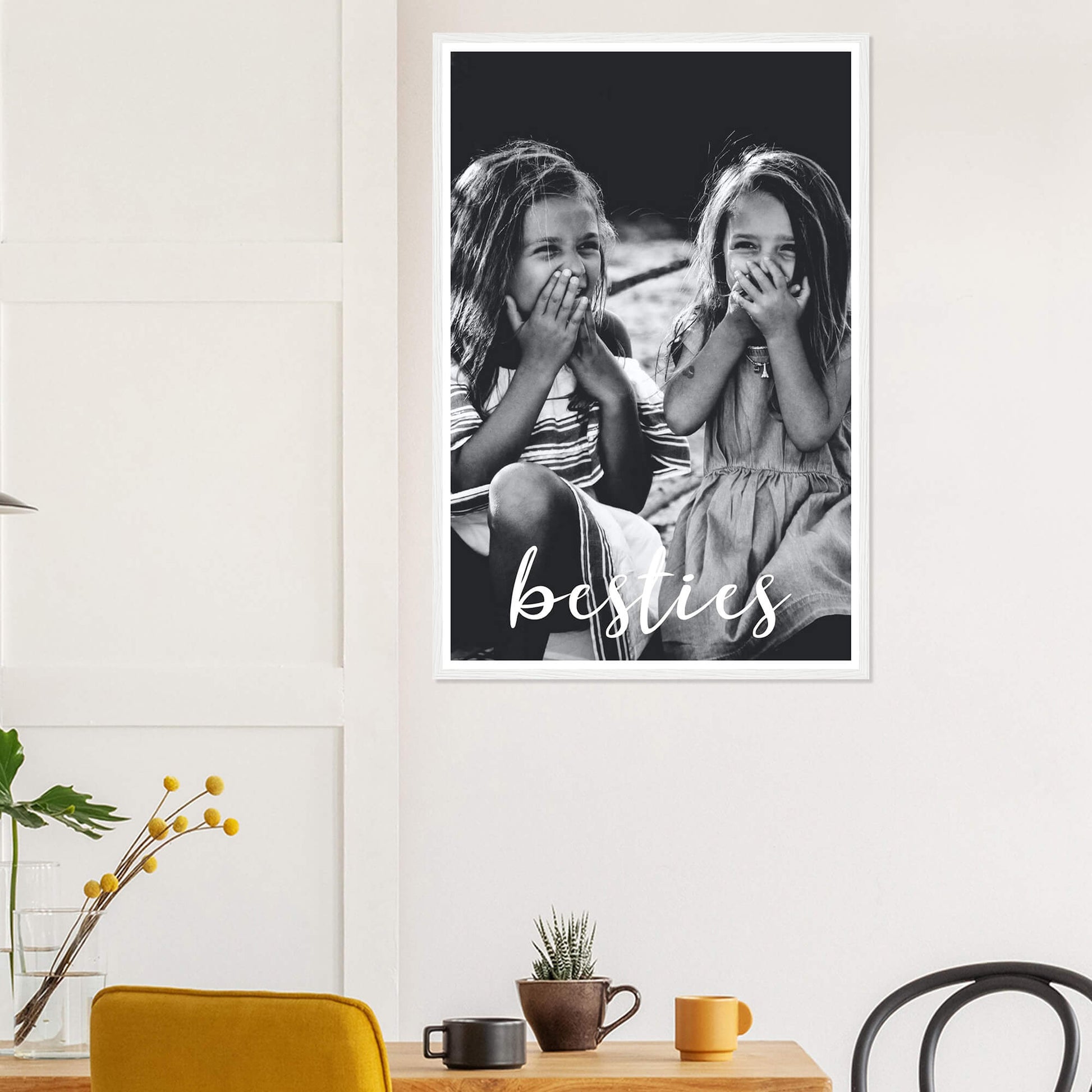 Besties personalised photo print in white frame 24x36 inches