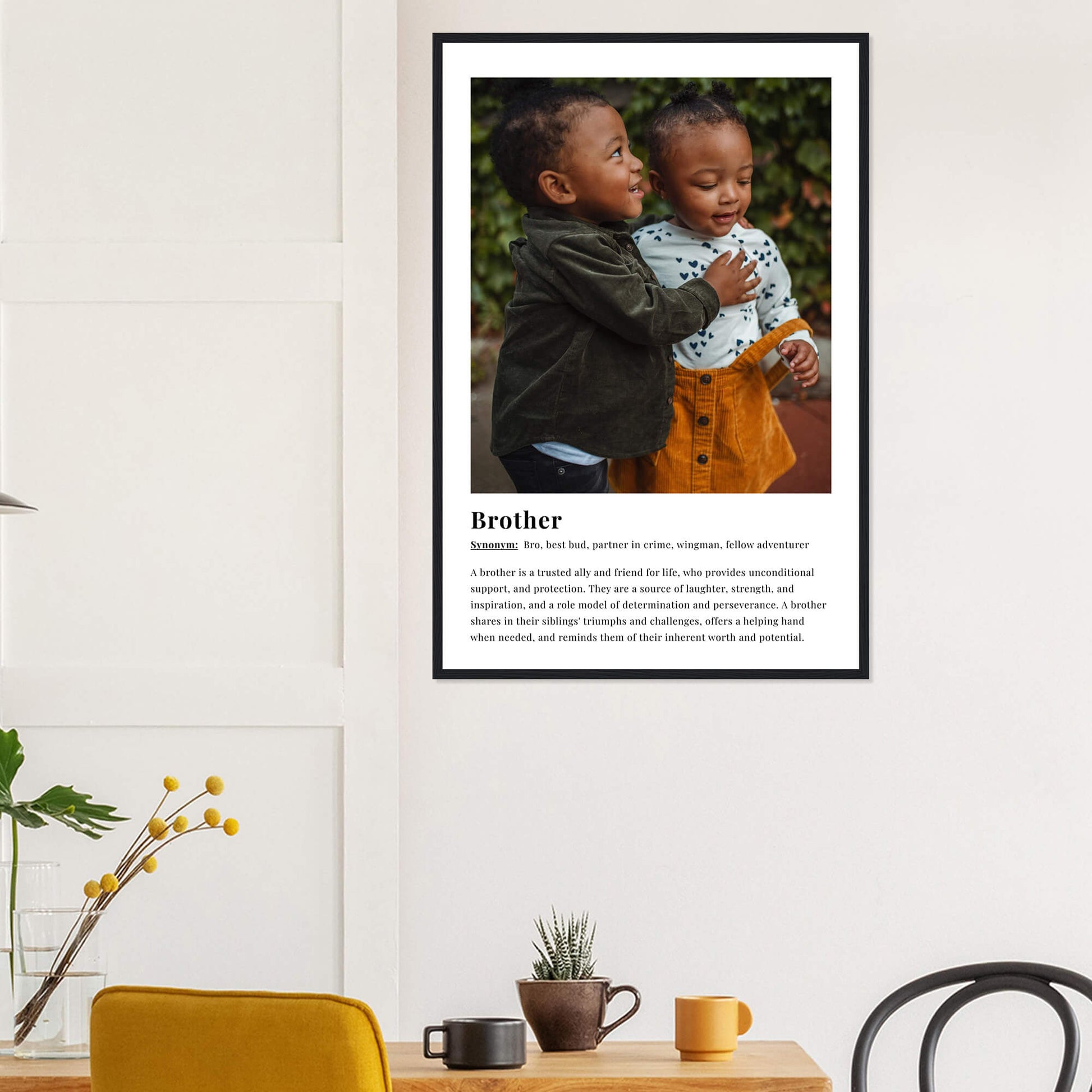 Brother dictionary definition print in black frame 24x36 inches