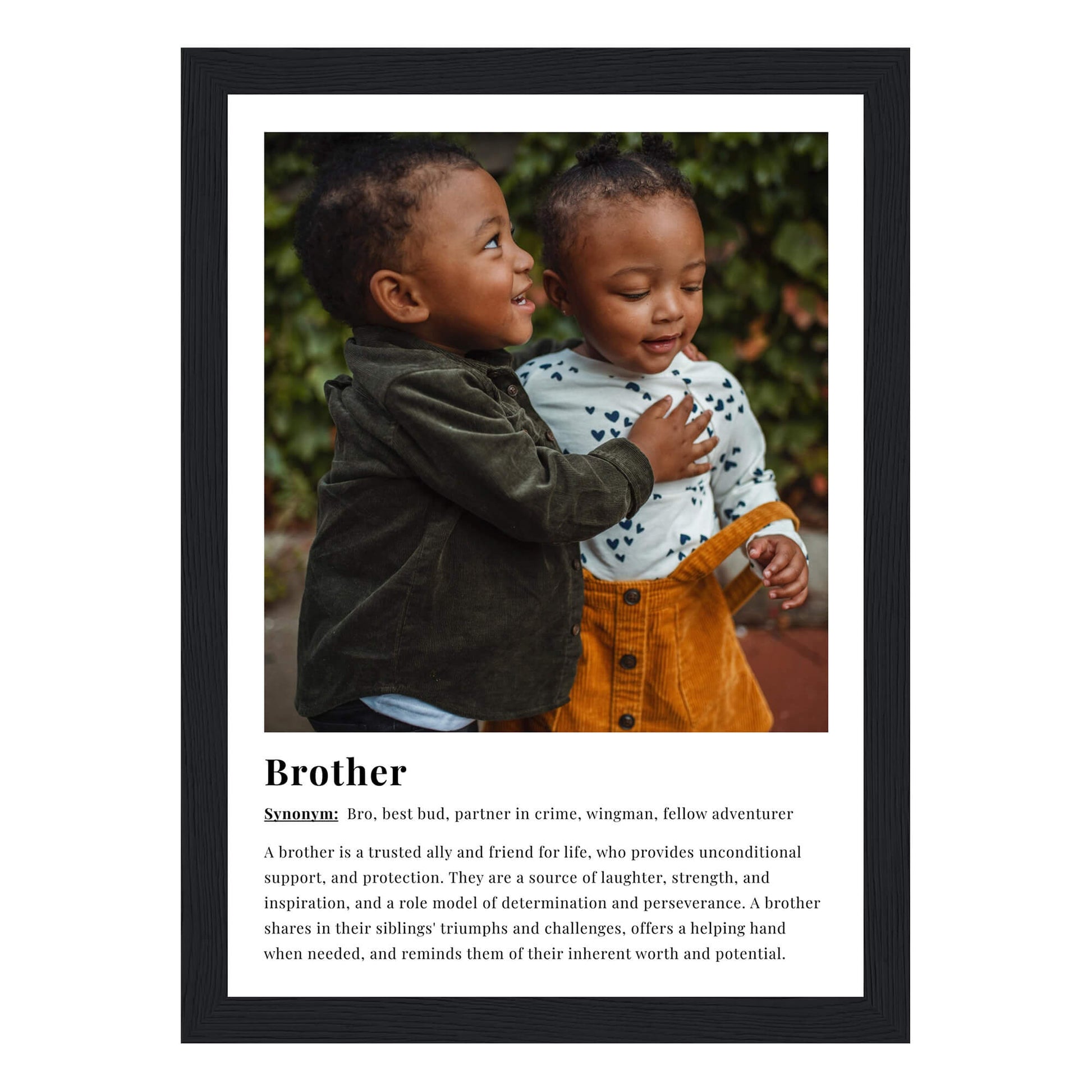 Brother dictionary definition personalised framed print