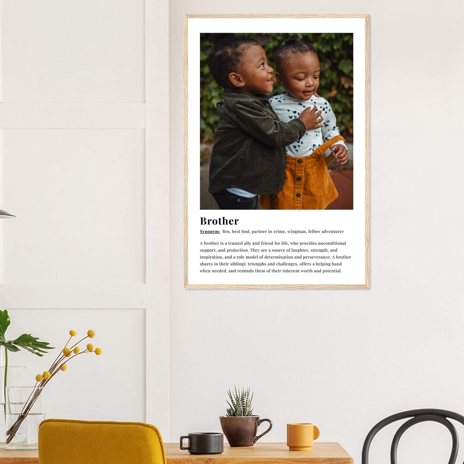 Brother dictionary definition print in wood frame 24x36 inches