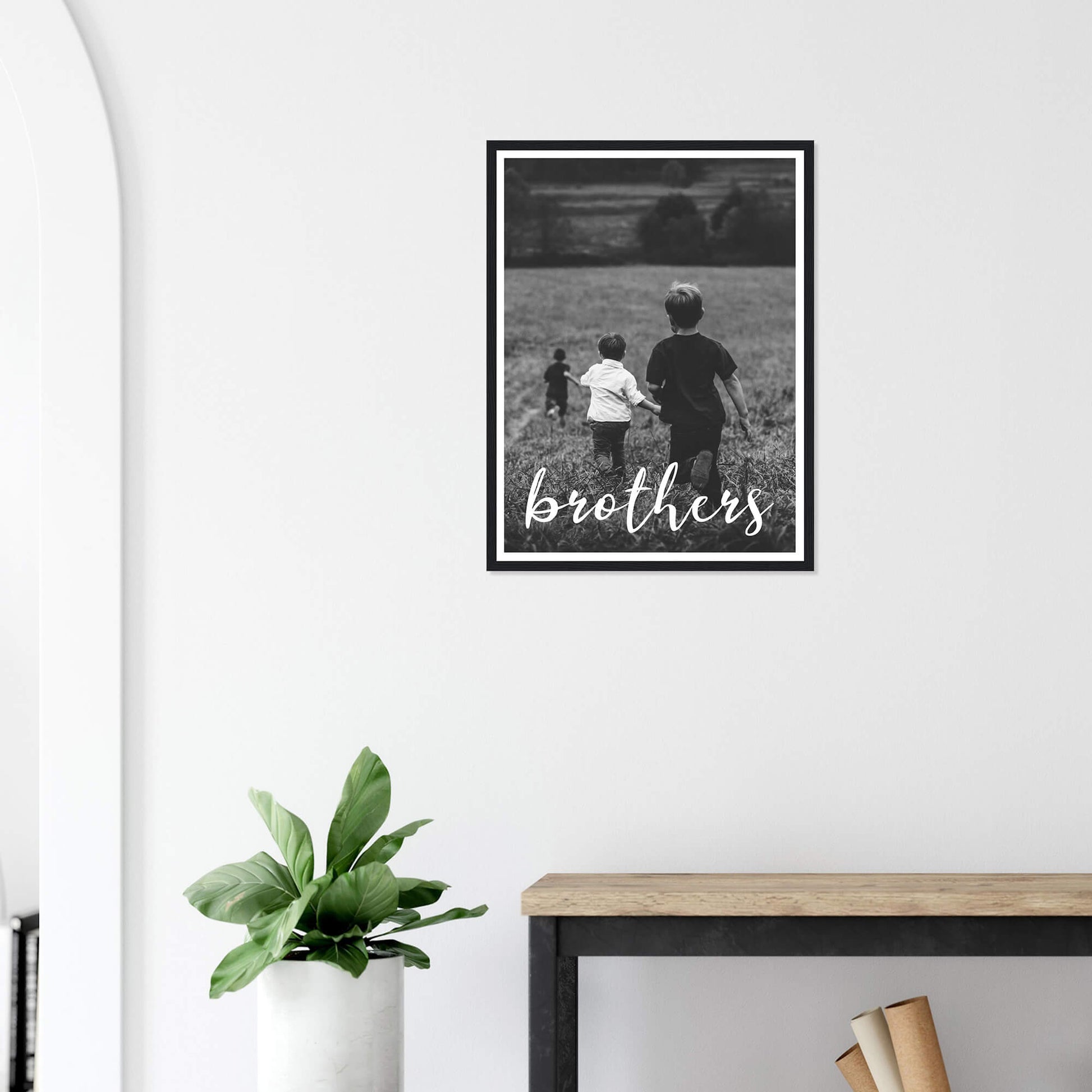 Brothers personalised photo print in black frame 18x24 inches