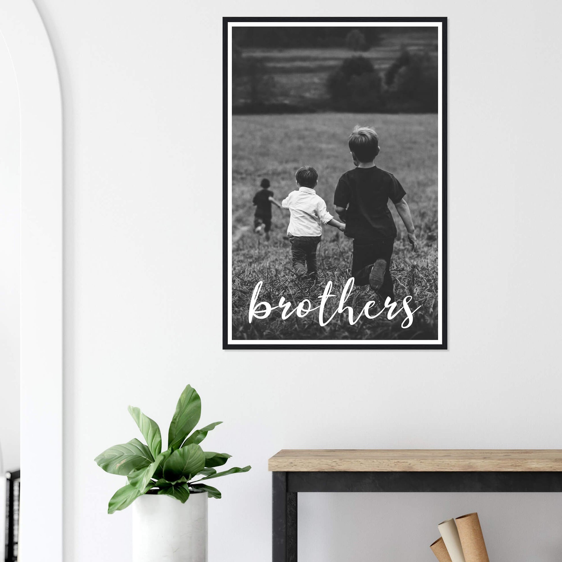 Brothers personalised photo print in black frame 24x36 inches