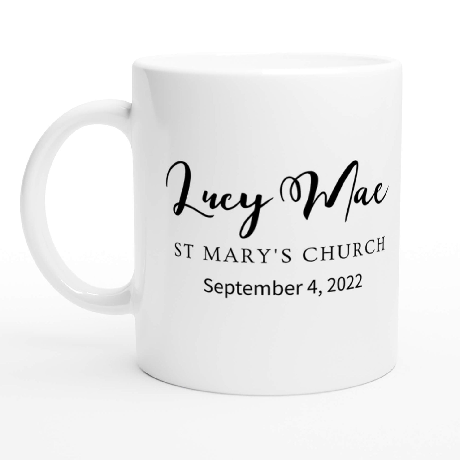 Christening personalised mug - text preview