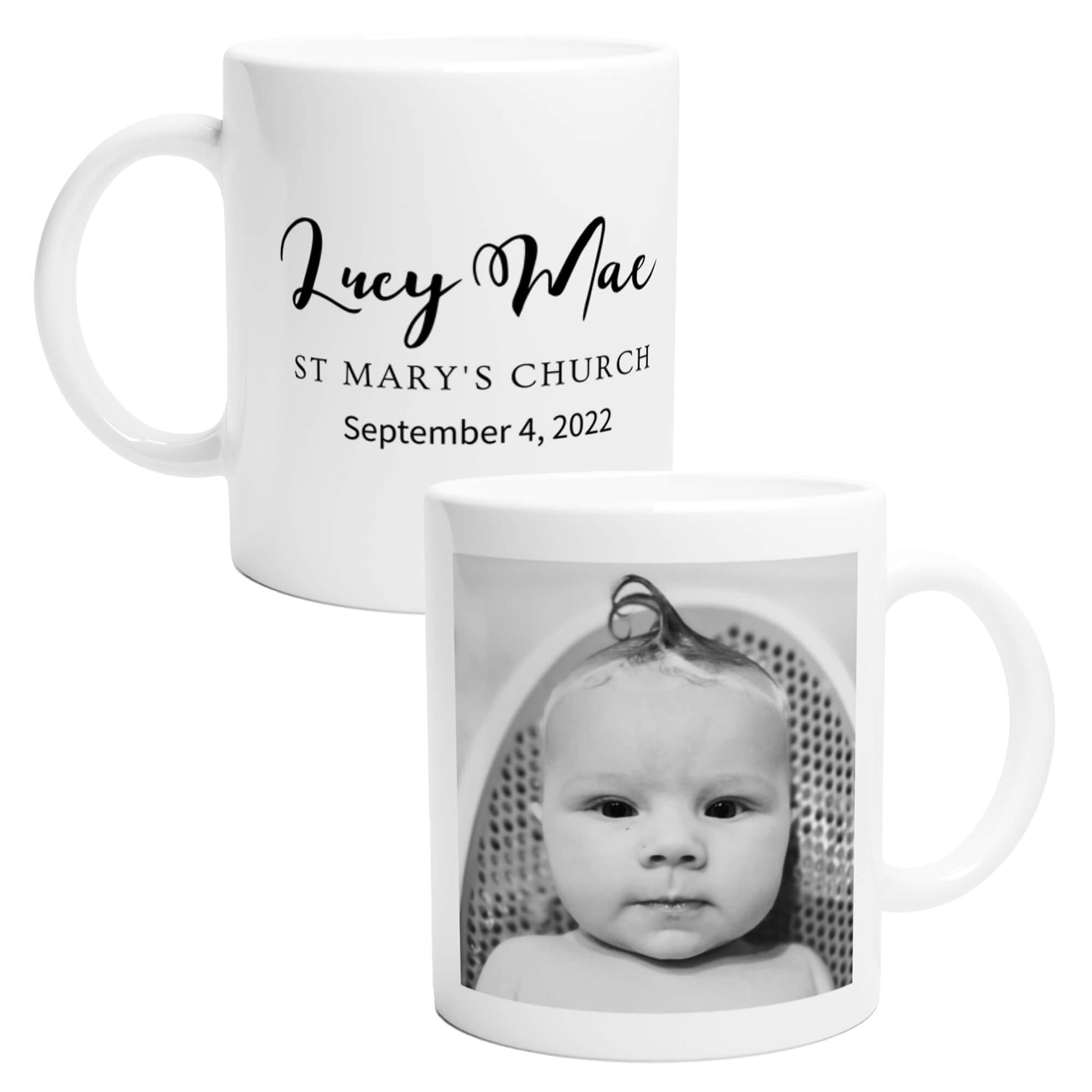 Christening personalised photo mug