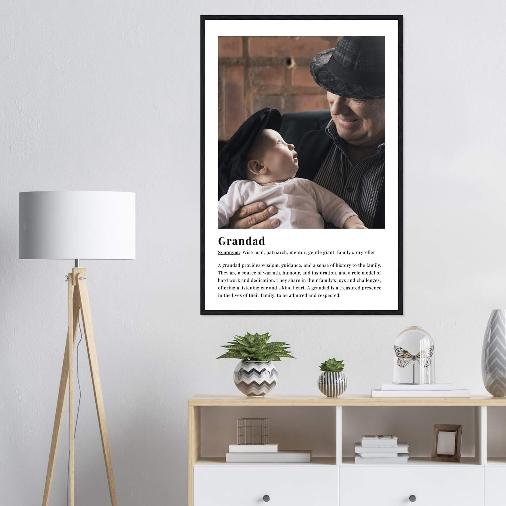 Grandad dictionary definition print in black frame 24x36 inches