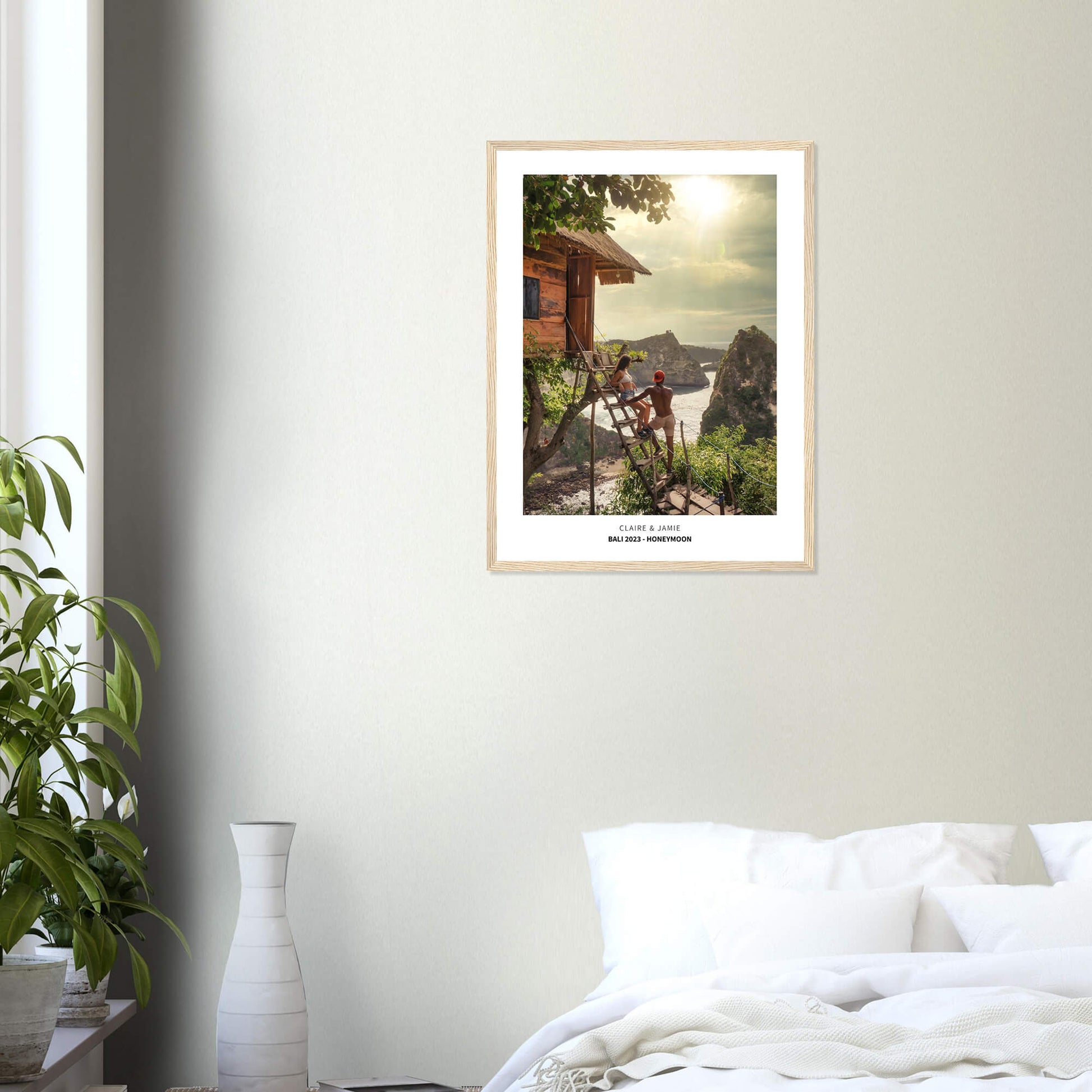 Holiday destination photo print in wood frame 18x24 inches