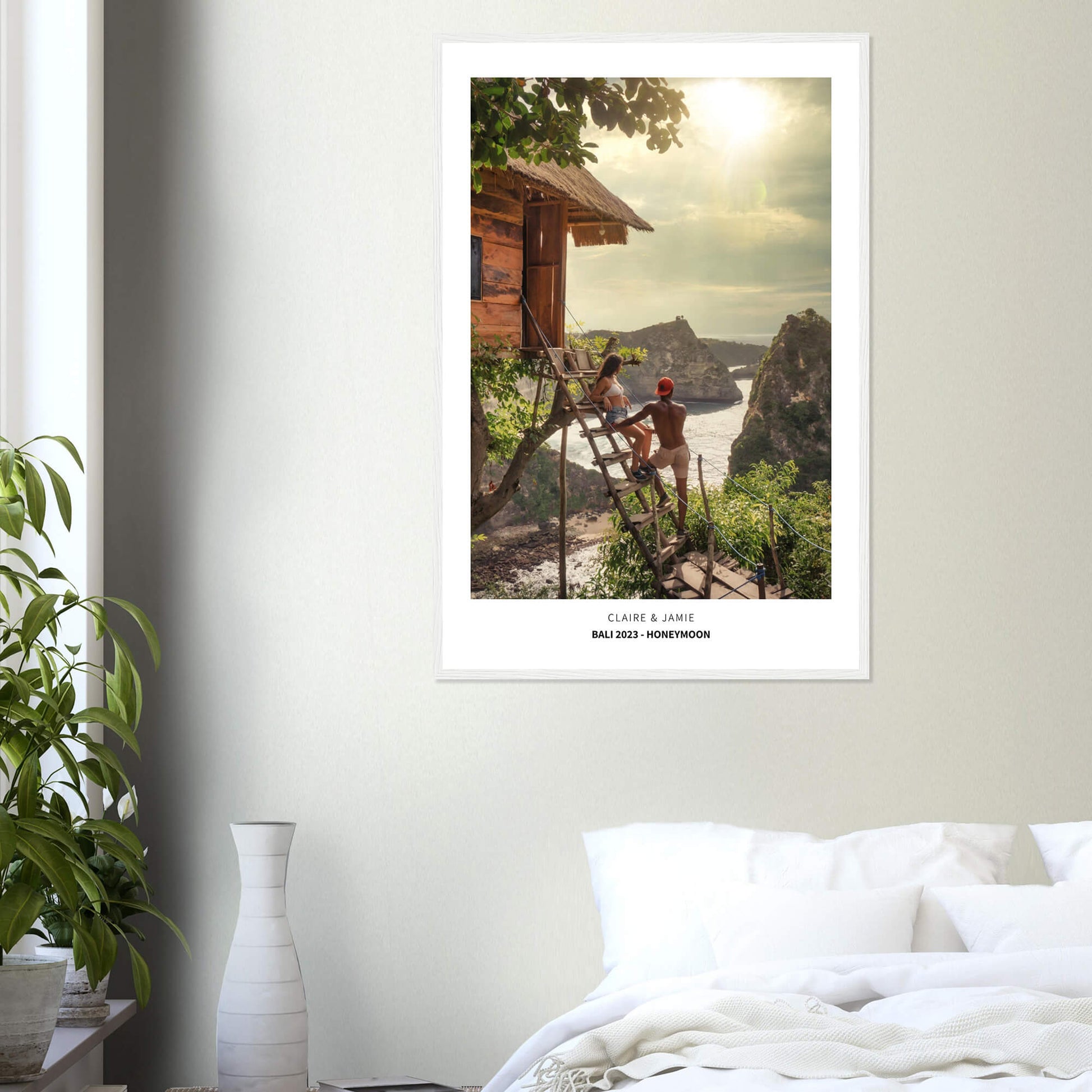 Holiday destination photo print in white frame 24x36 inches