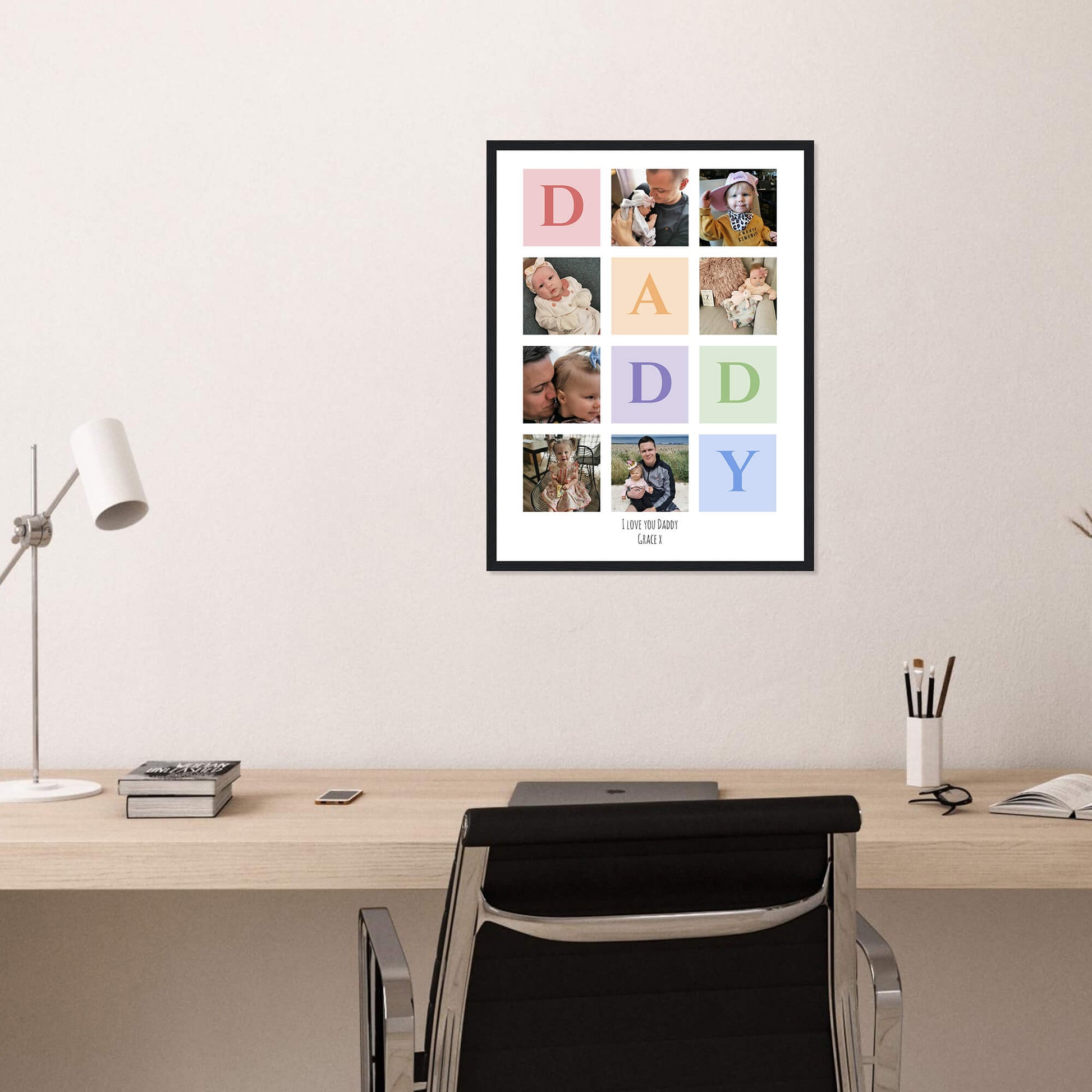 I love you Daddy collage print in black frame 18x24 inches