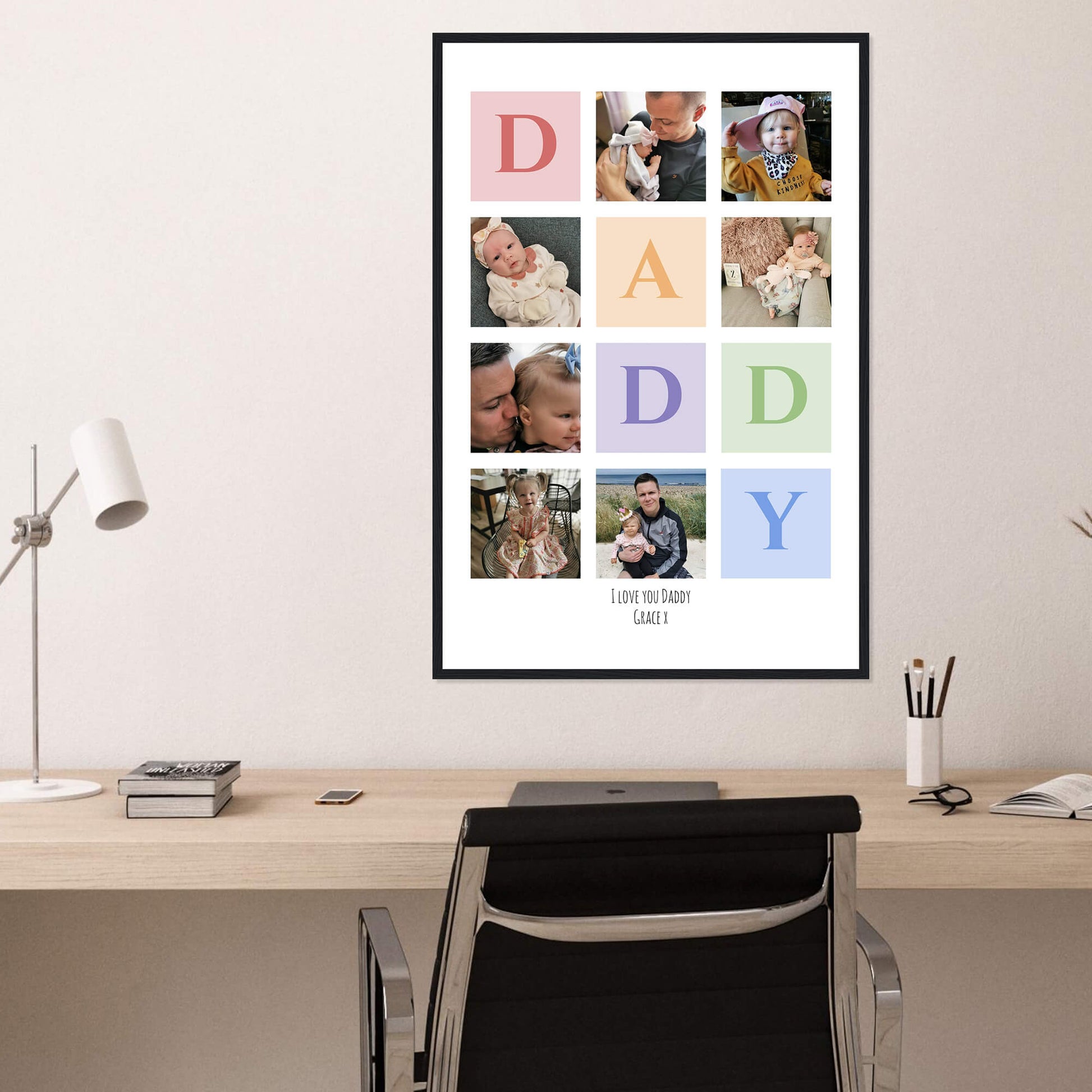 I love you Daddy collage print in black frame 24x36 inches