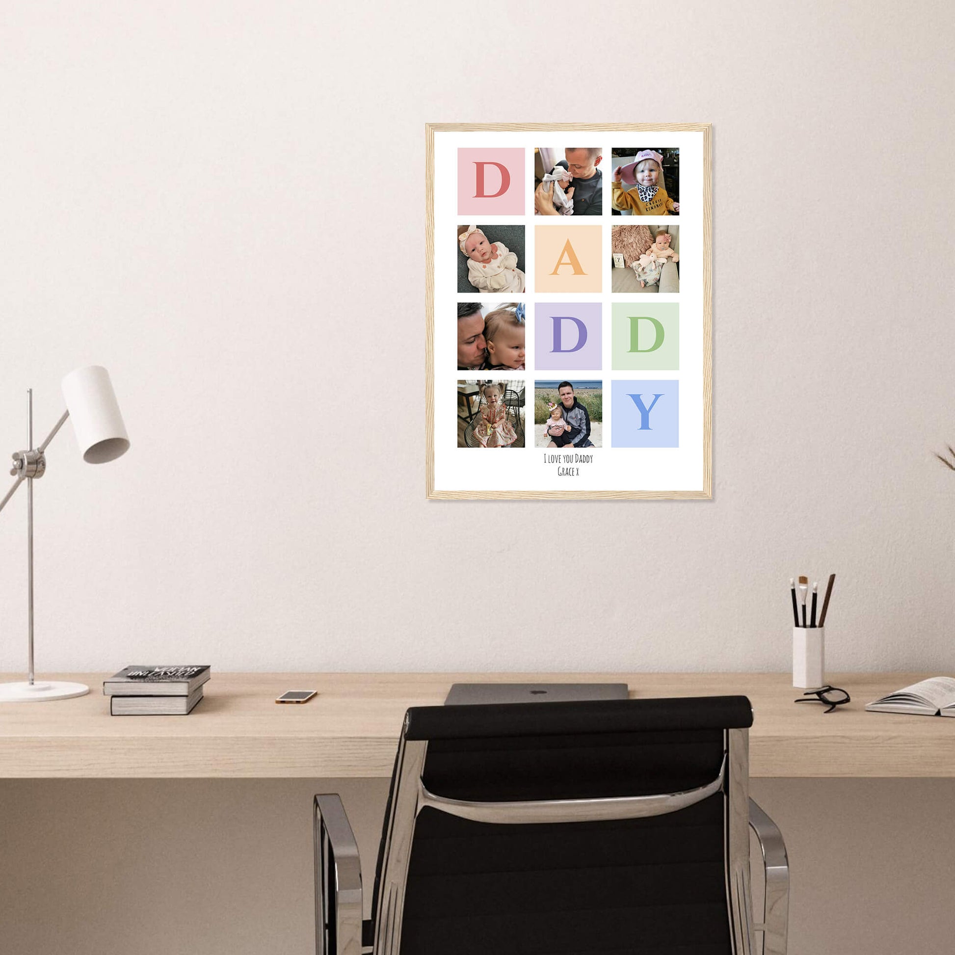 I love you Daddy collage print in wood frame 18x24 inches