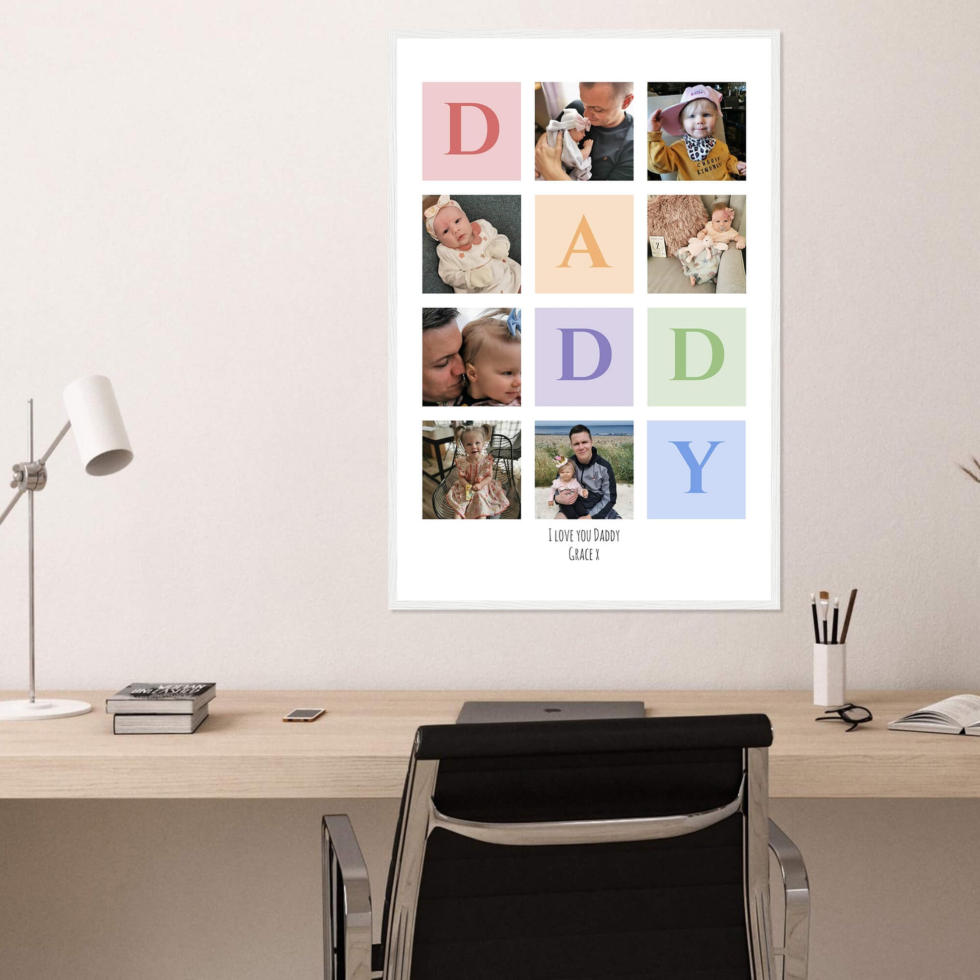 I love you Daddy collage print in white frame 24x36 inches