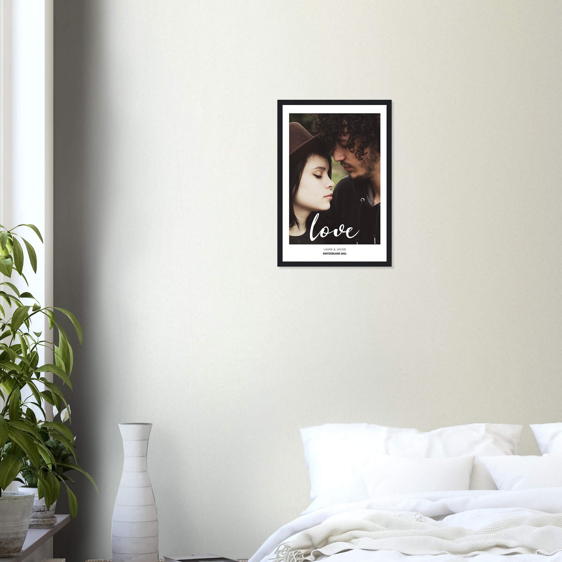 Love personalised photo print in black frame 12x18 inches