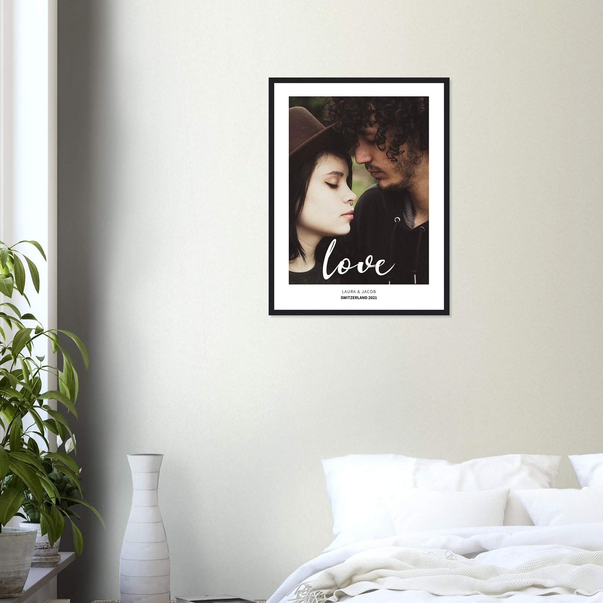 Love personalised photo print in black frame 18x24 inches