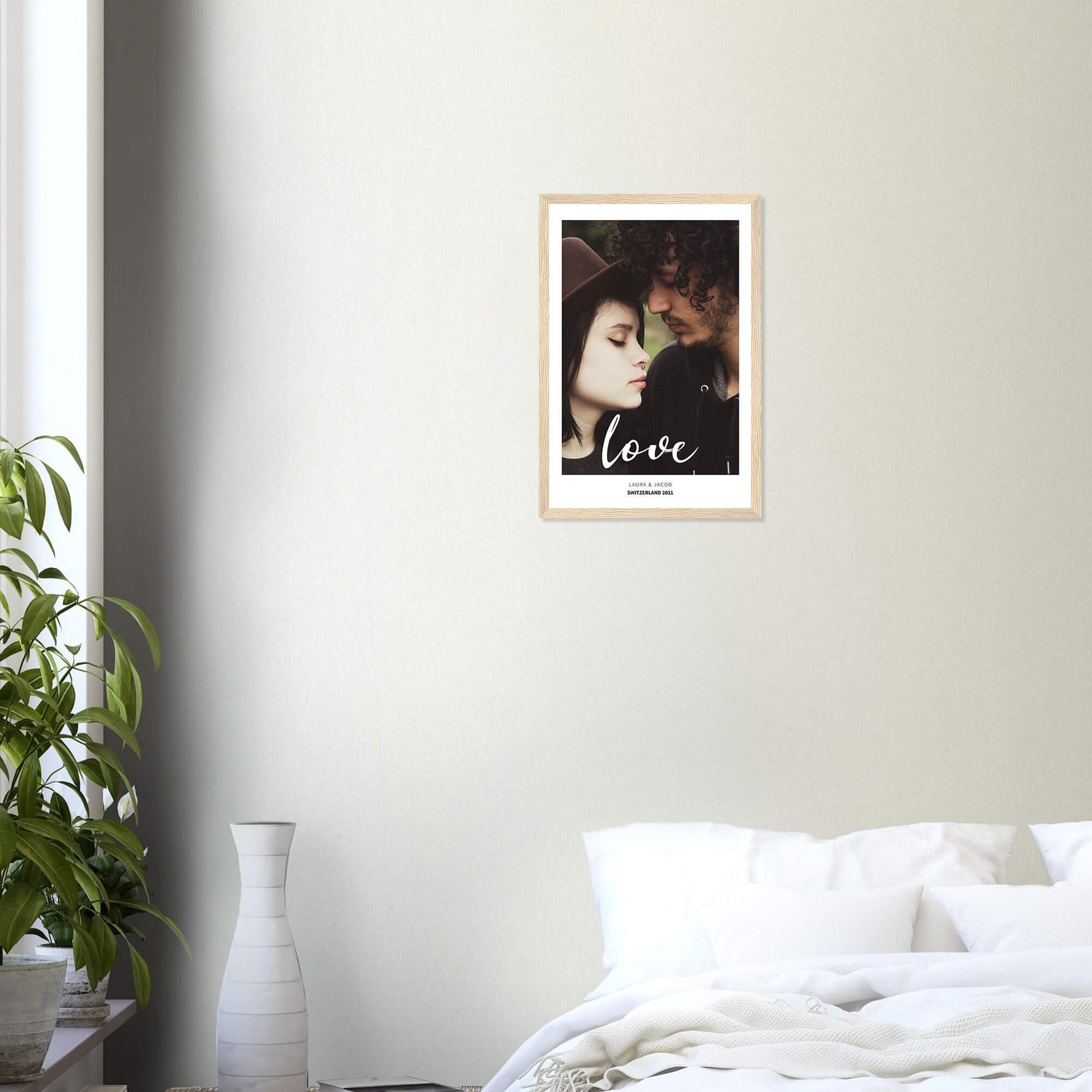 Love personalised photo print in wood frame 12x18 inches