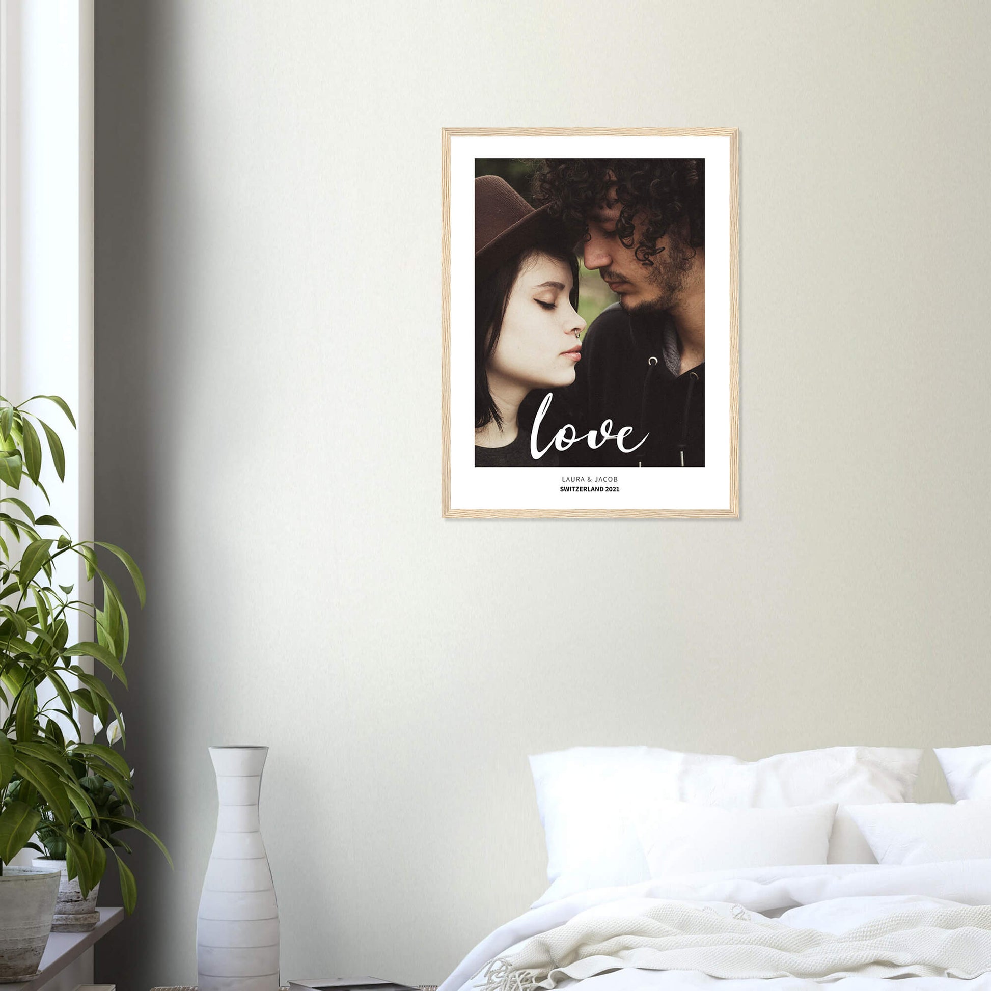 Love personalised photo print in wood frame 18x24 inches