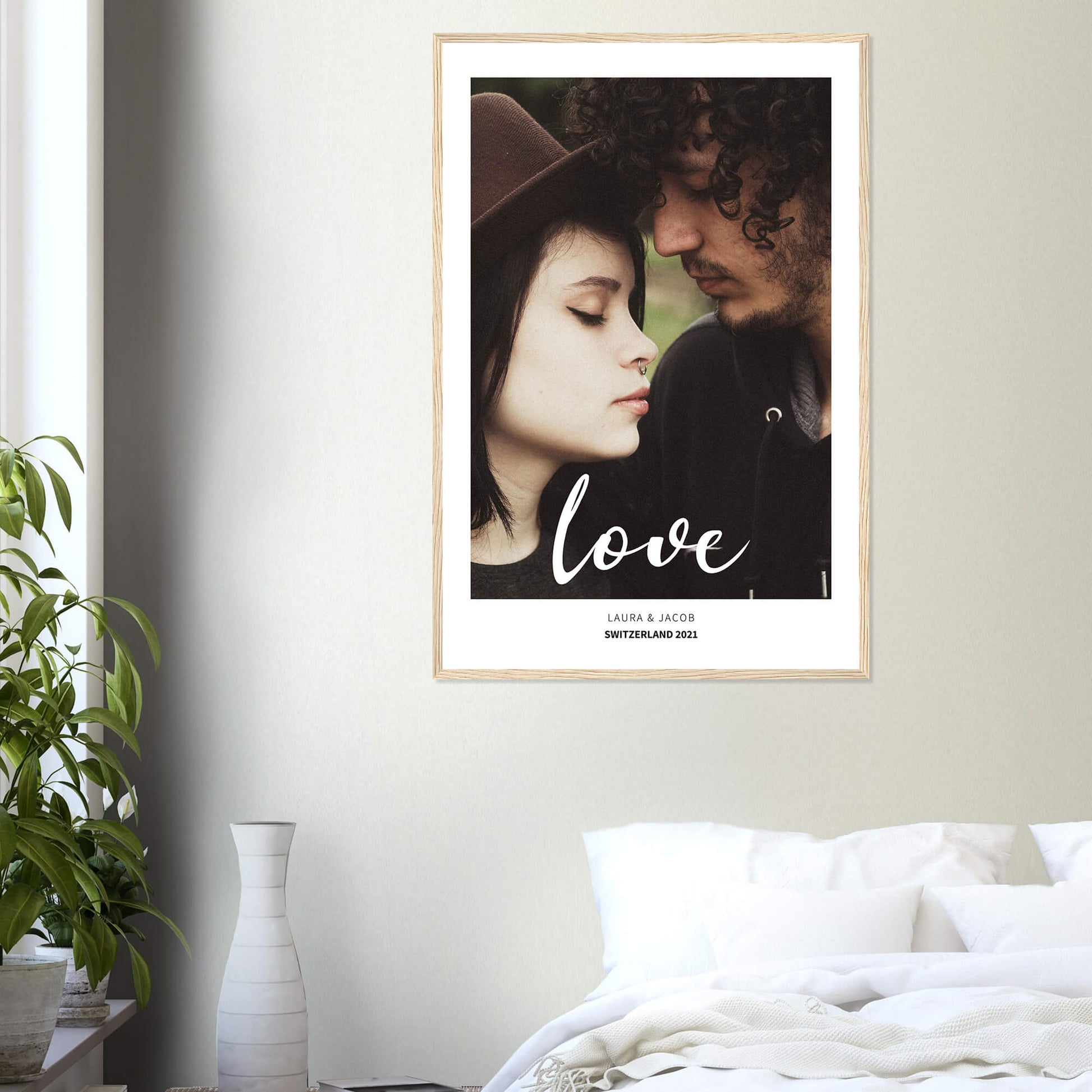 Love personalised photo print in wood frame 24x36 inches