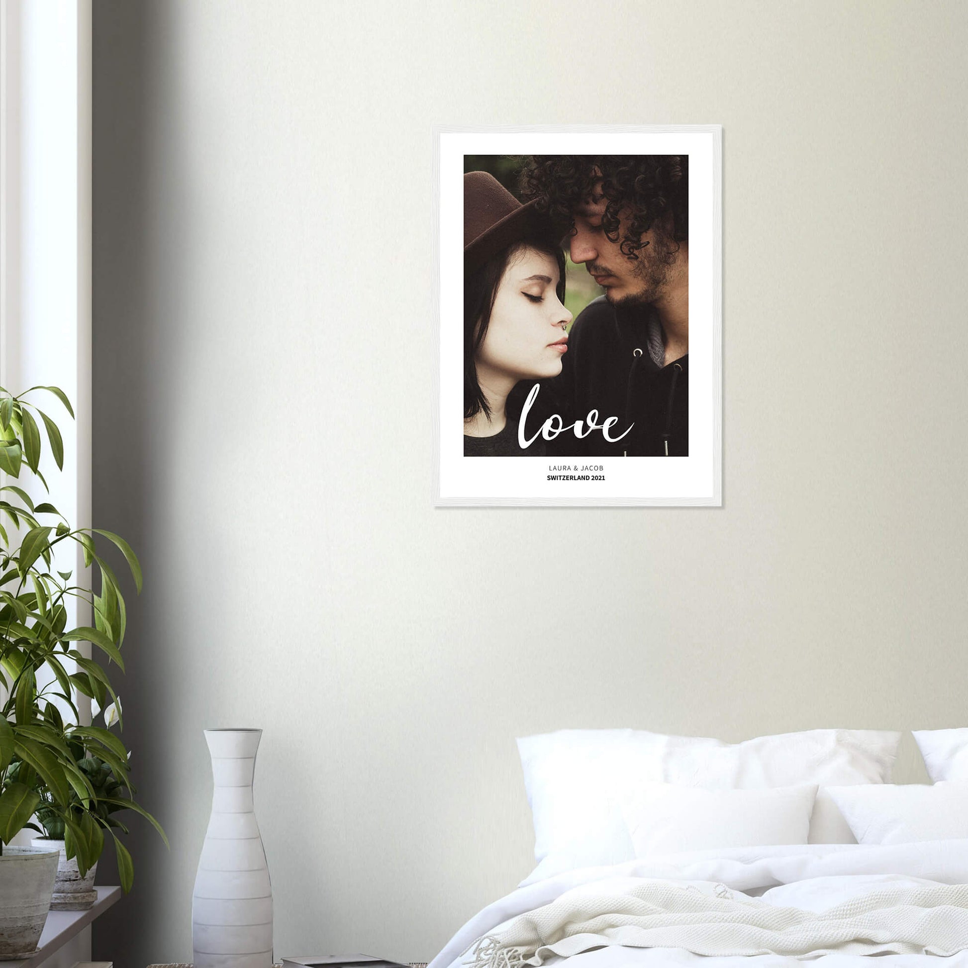 Love personalised photo print in white frame 18x24 inches