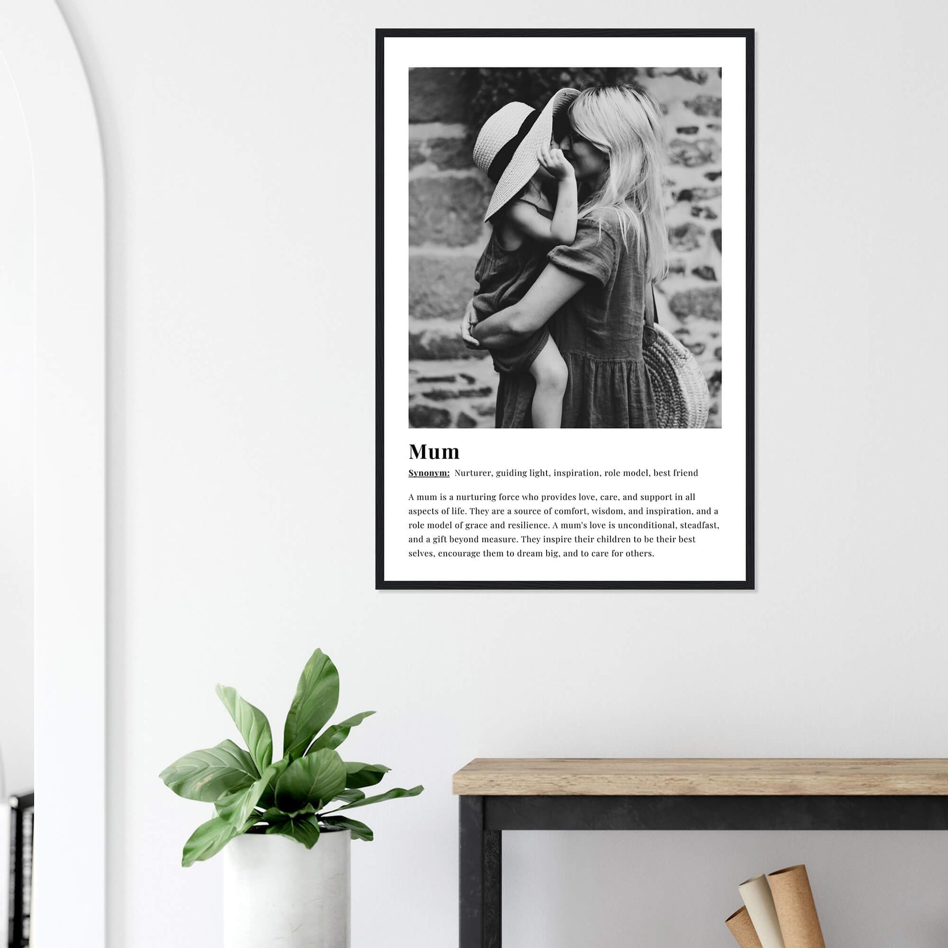 Mum dictionary definition print in black frame 24x36 inches