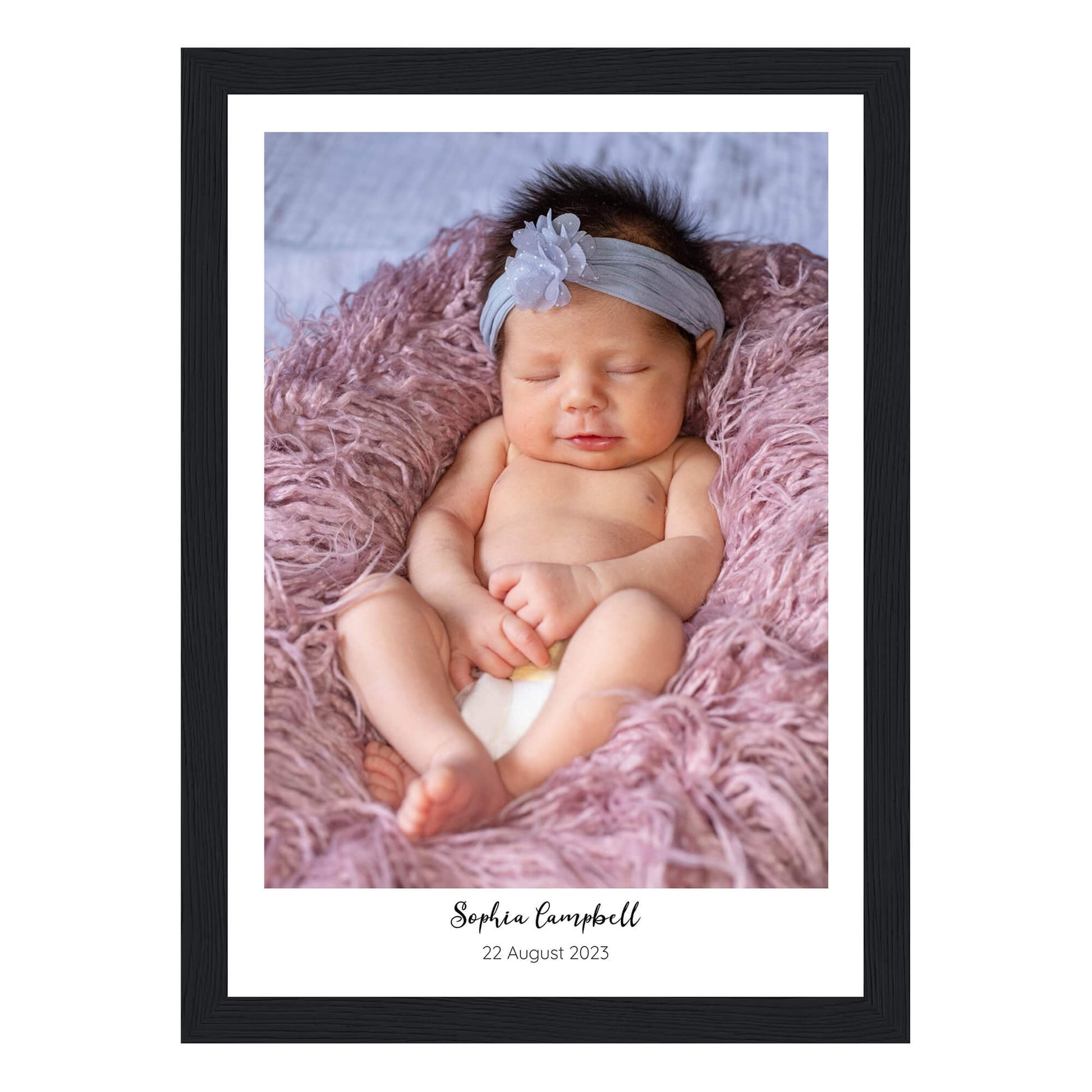 New baby personalised photo framed print