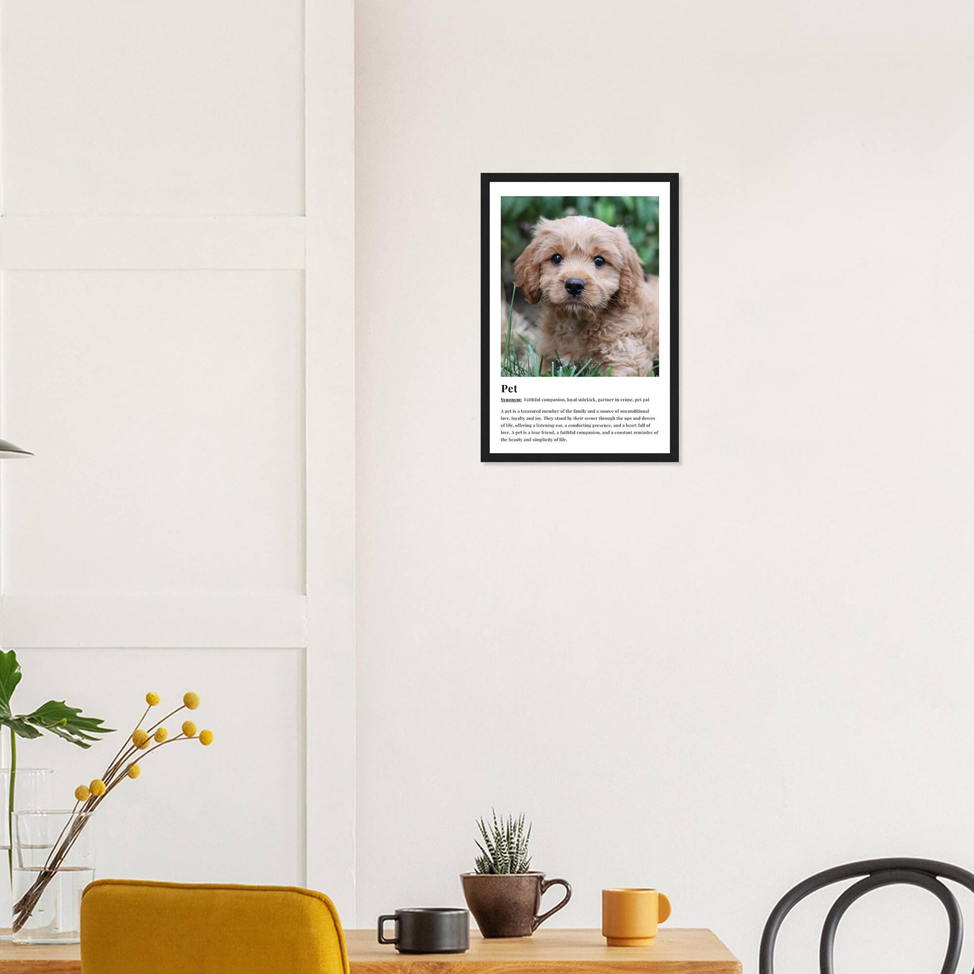 Pet dictionary definition print in black frame 12x18 inches