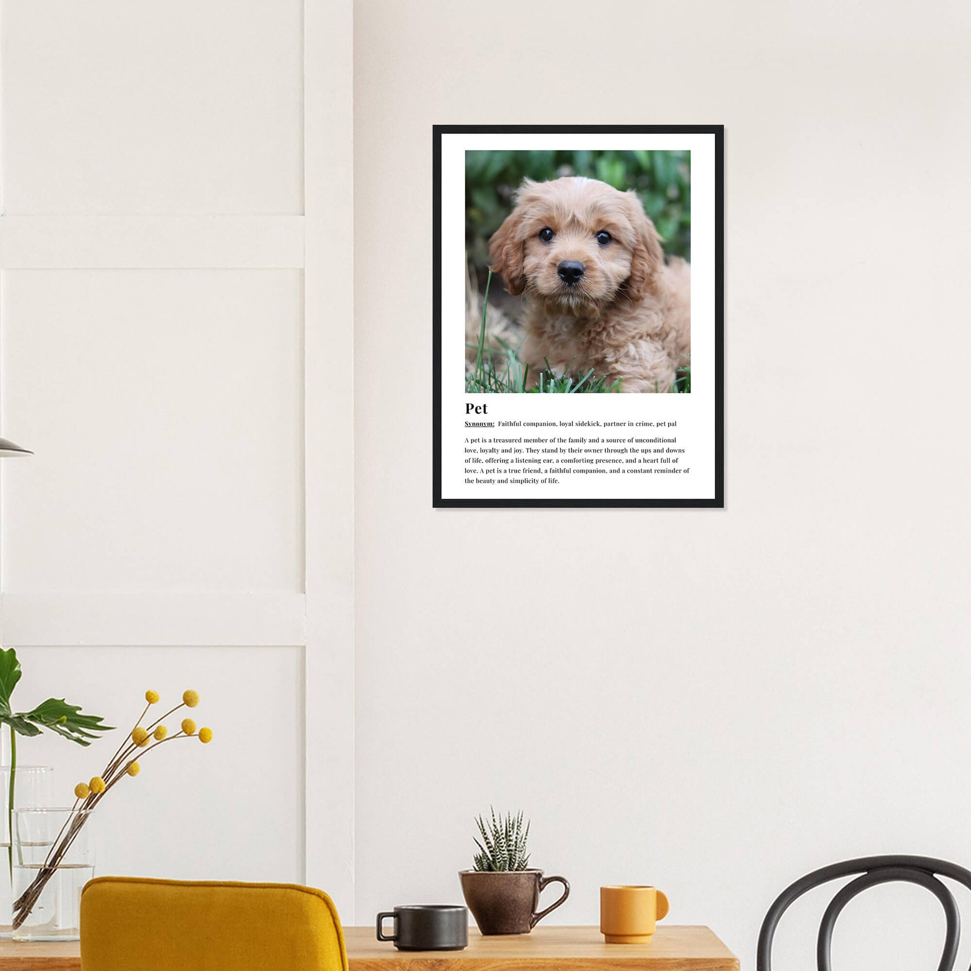 Pet dictionary definition print in black frame 18x24 inches