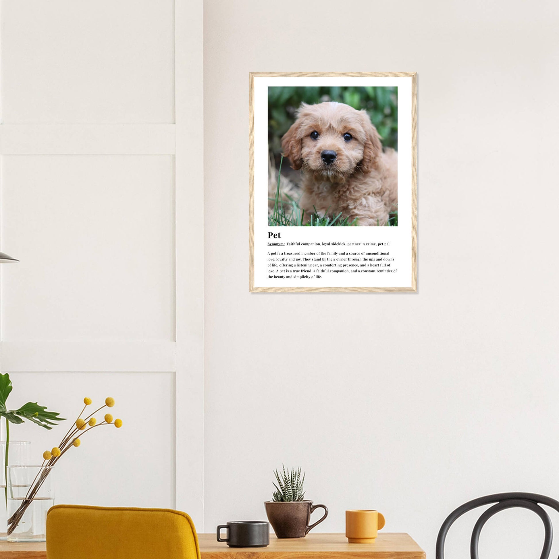 Pet dictionary definition print in wood frame 18x24 inches