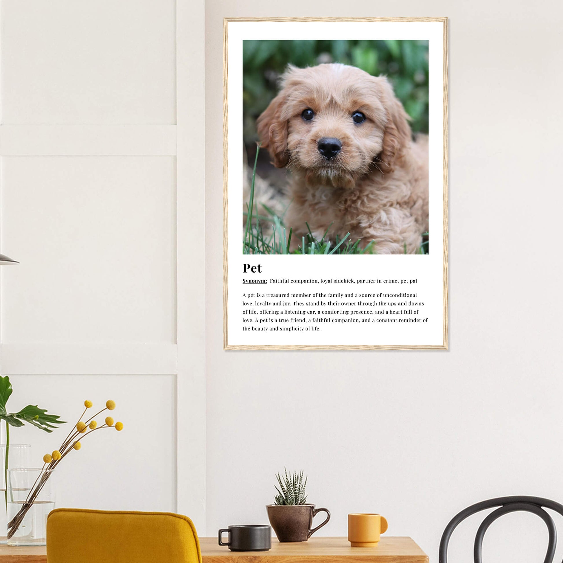 Pet dictionary definition print in wood frame 24x36 inches