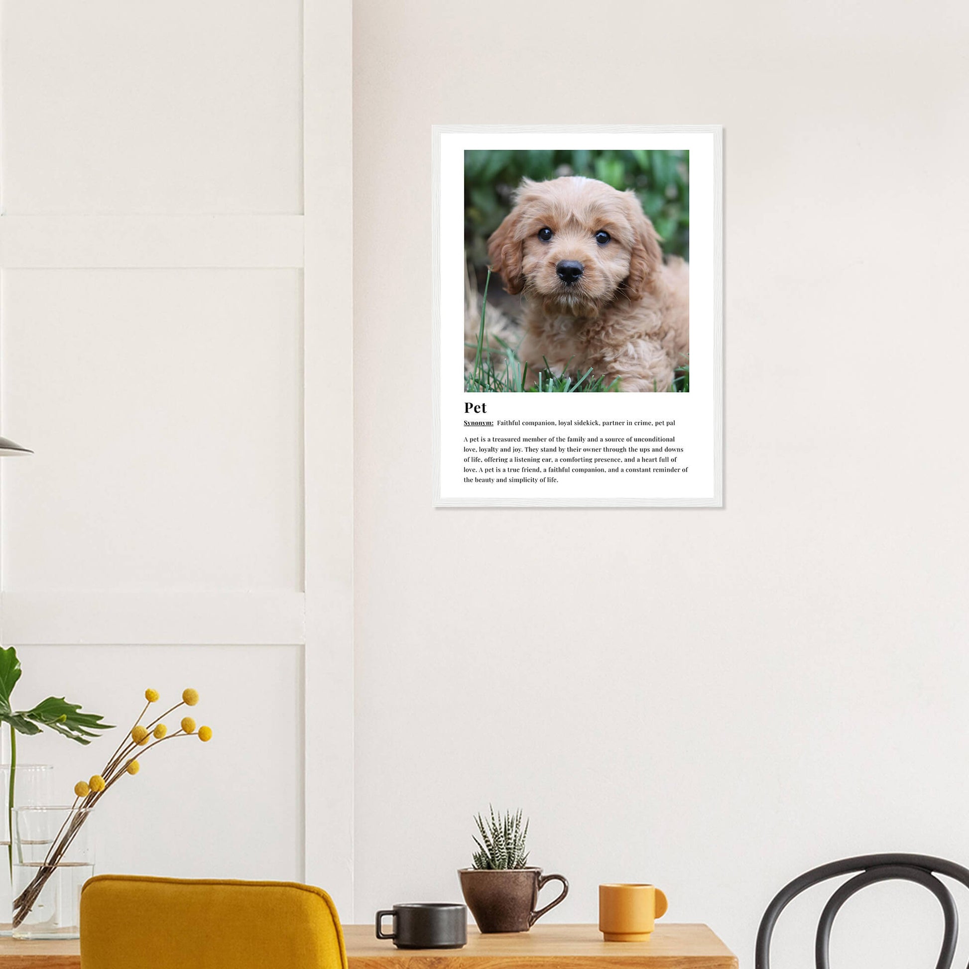 Pet dictionary definition print in white frame 18x24 inches