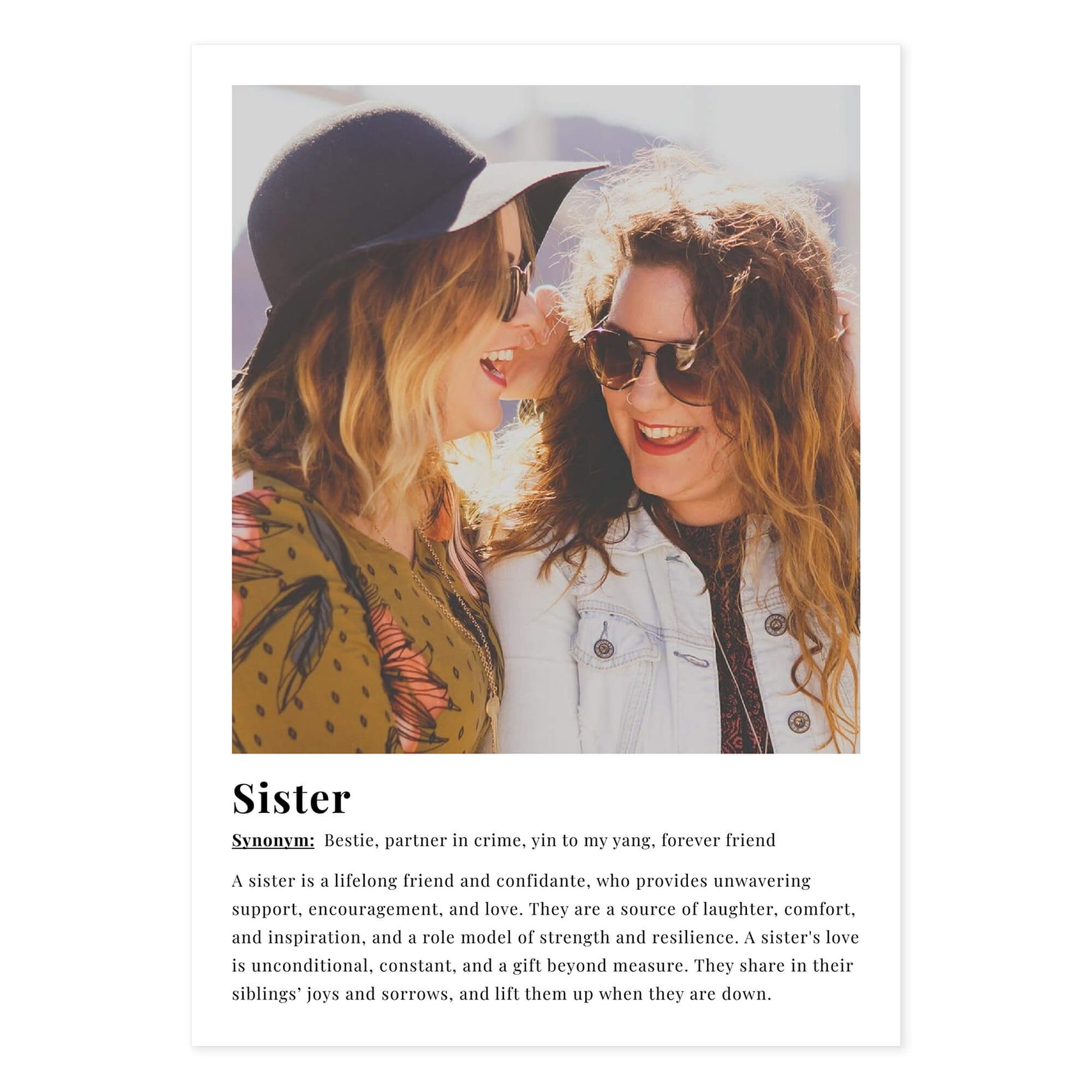 Sister dictionary definition poster - personalised photo