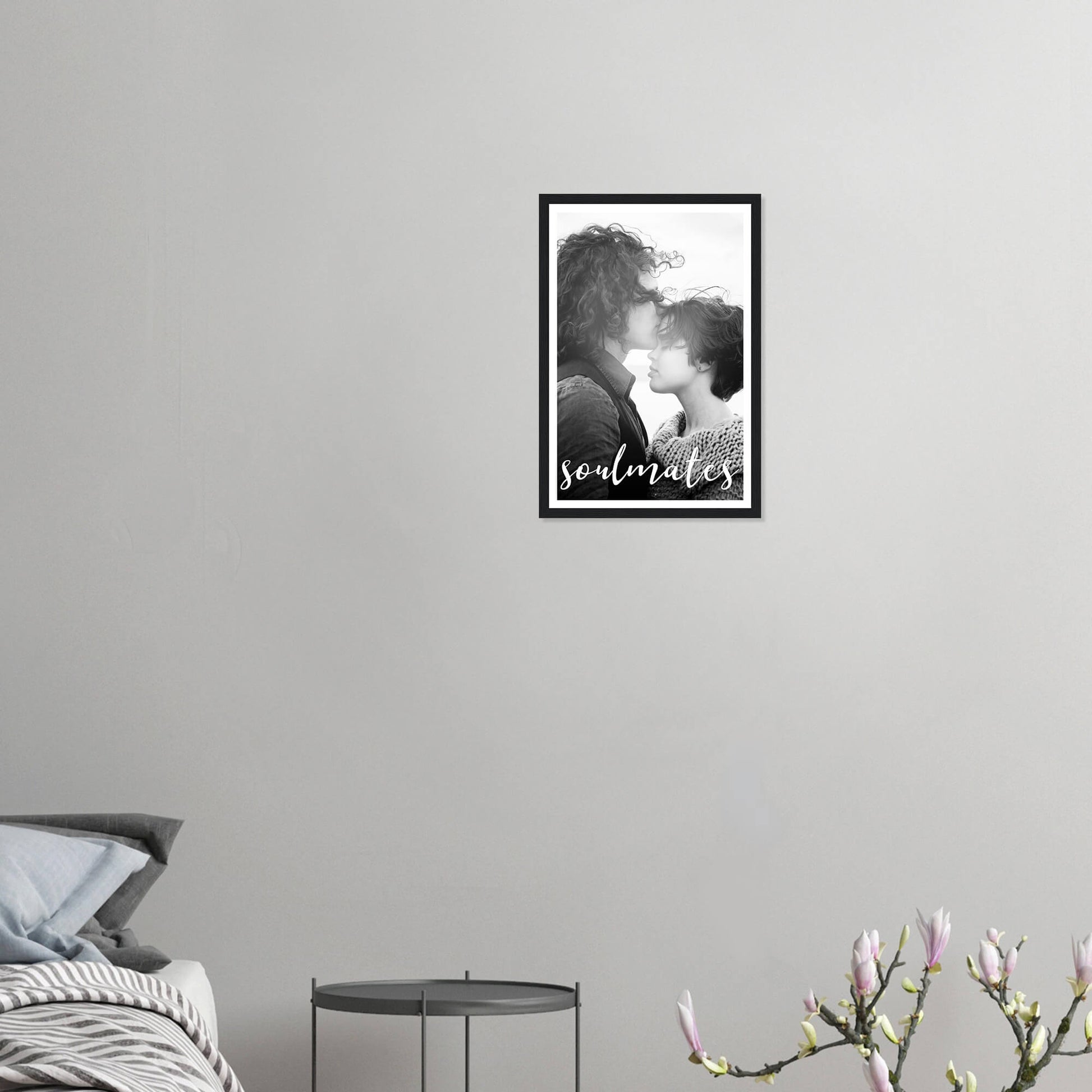 Soulmates personalised photo print in black frame 12x18 inches