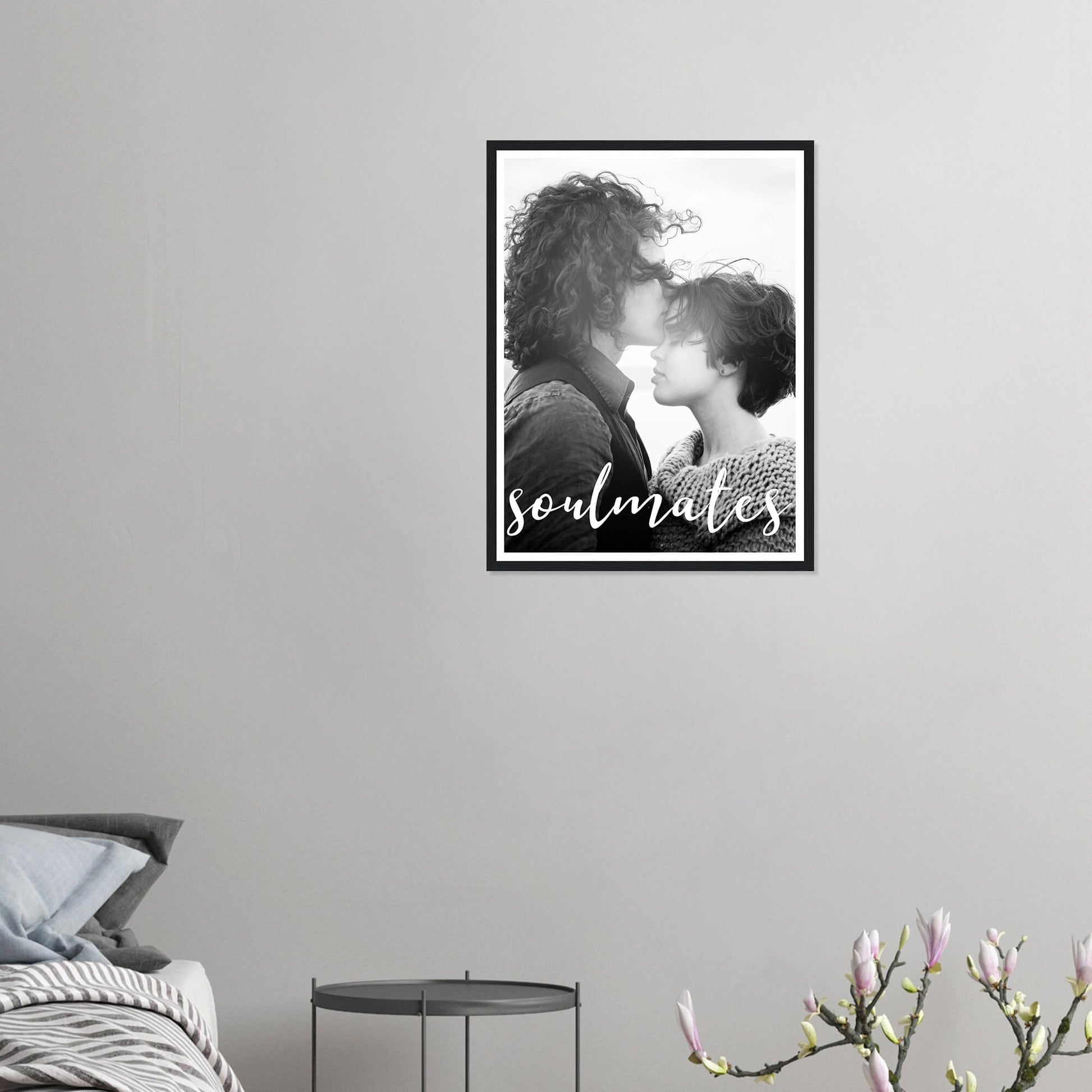 Soulmates personalised photo print in black frame 18x24 inches