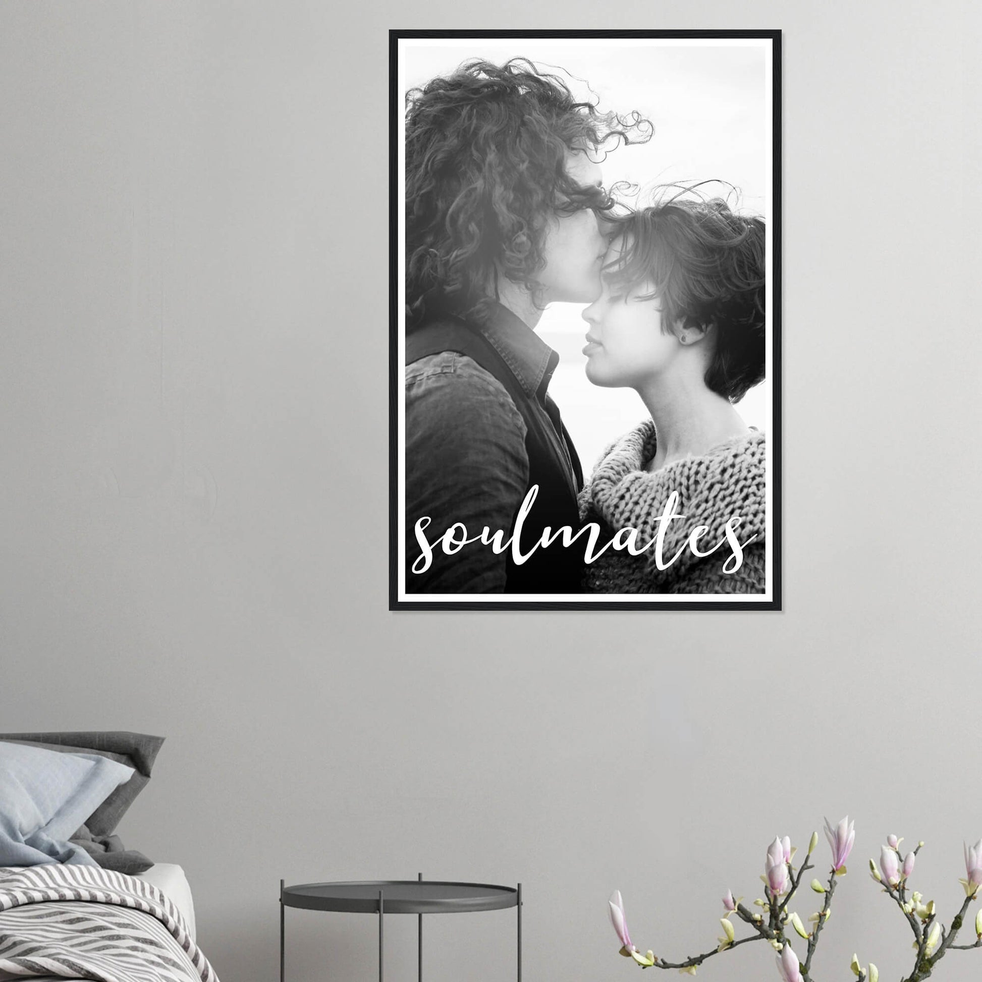 Soulmates personalised photo print in black frame 24x36 inches