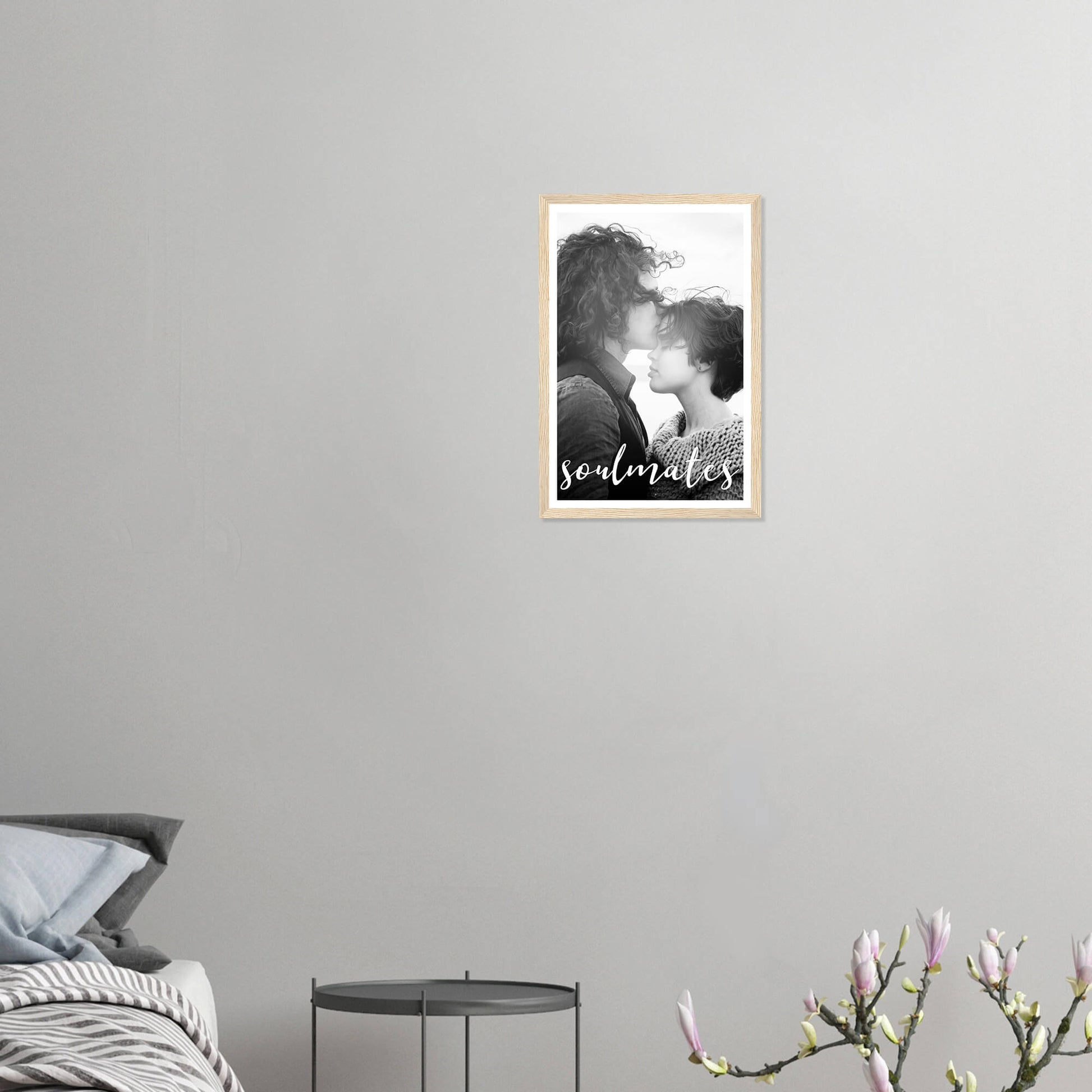 Soulmates personalised photo print in wood frame 12x18 inches