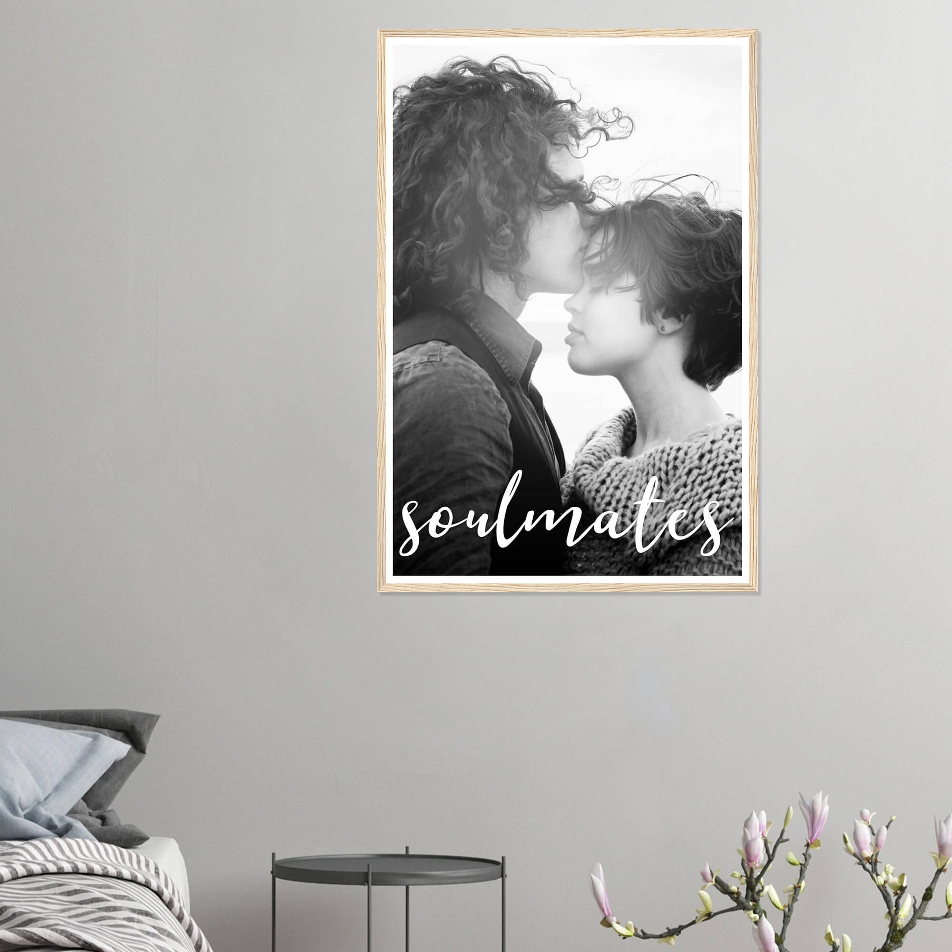 Soulmates personalised photo print in wood frame 24x36 inches