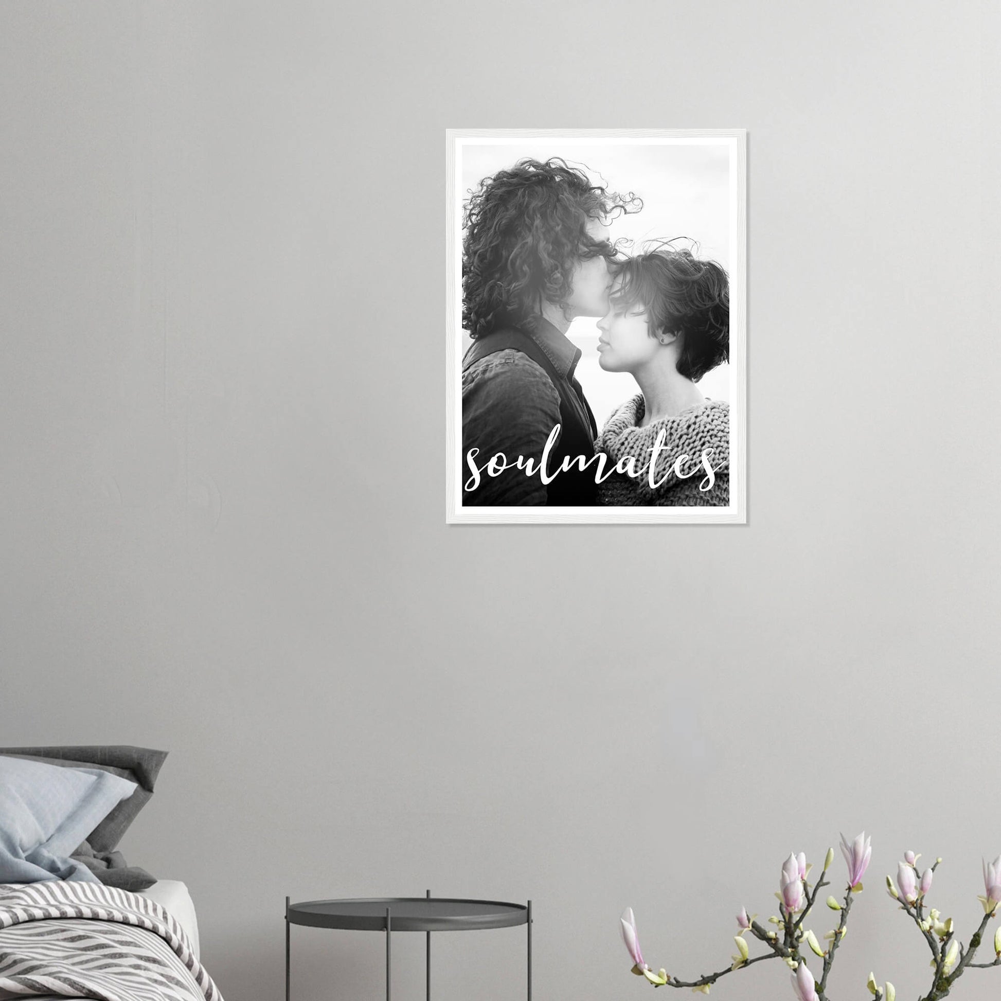 Soulmates personalised photo print in white frame 18x24 inches