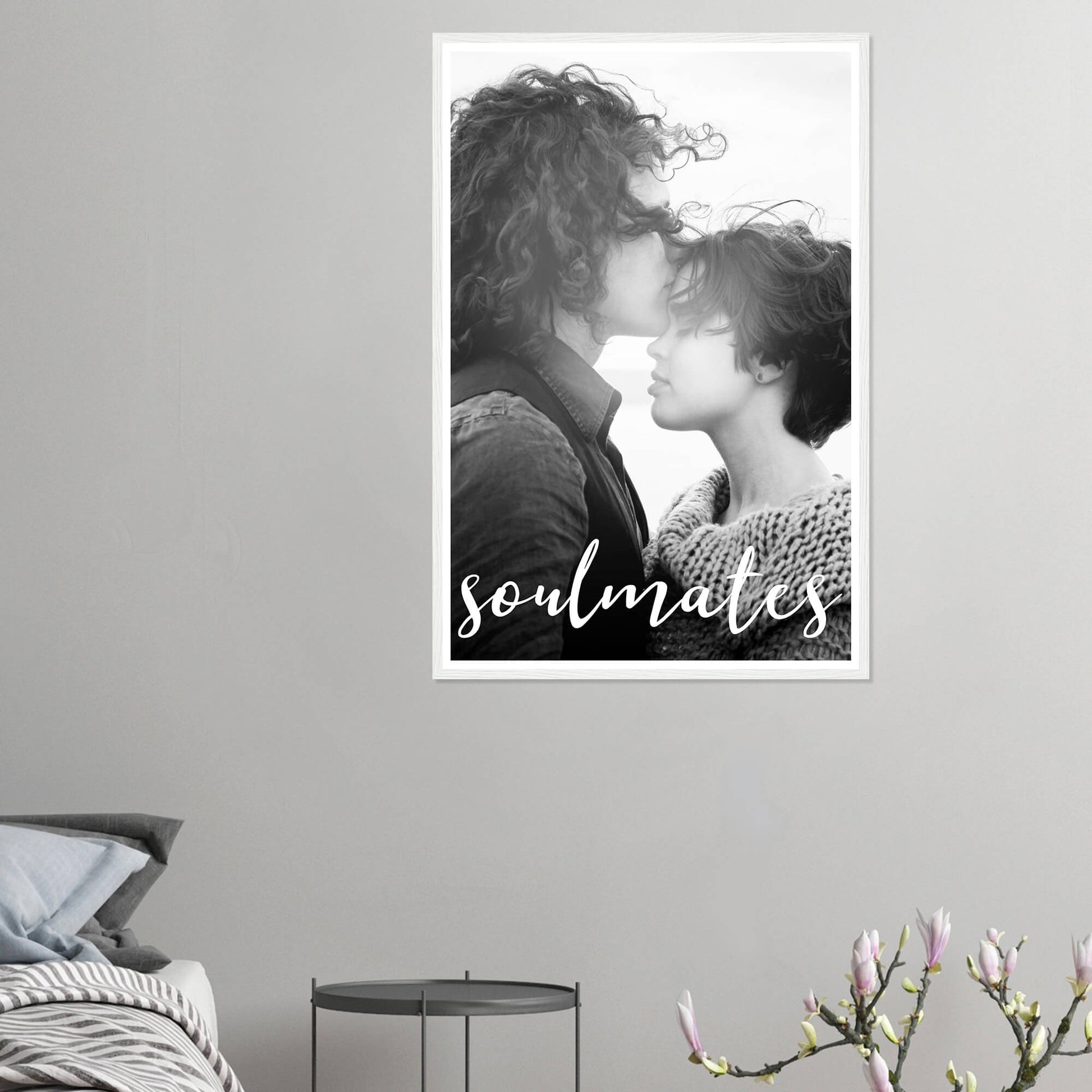 Soulmates personalised photo print in white frame 24x36 inches