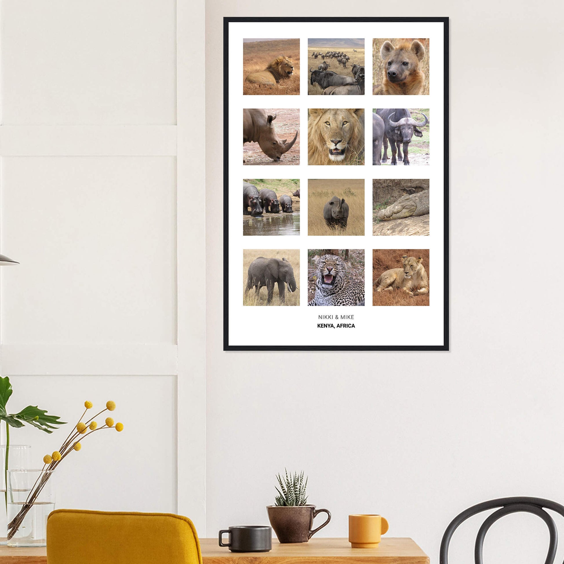 Travel photo collage framed print in black frame 24x36 inches