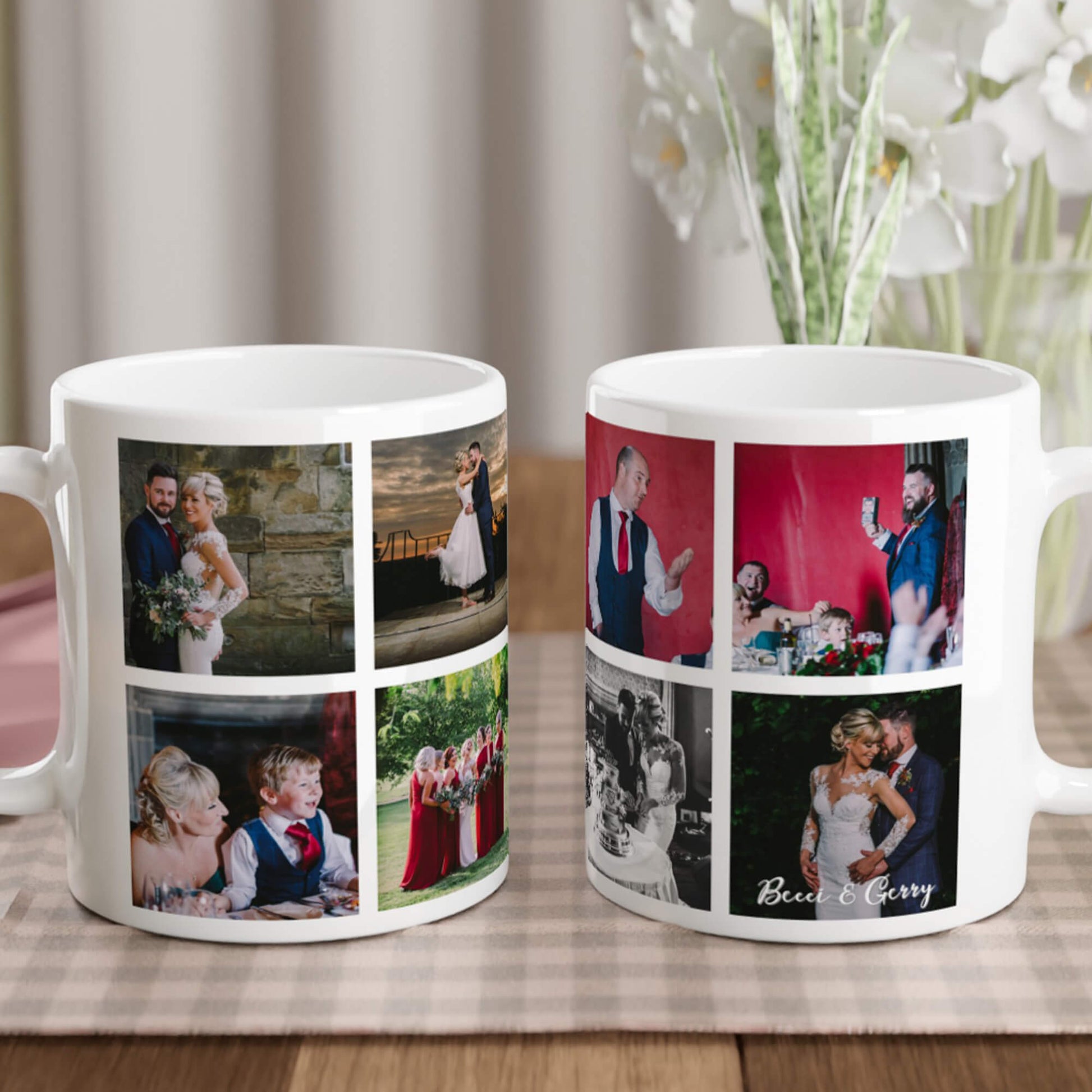 Wedding anniversary collage mug - lifestyle image