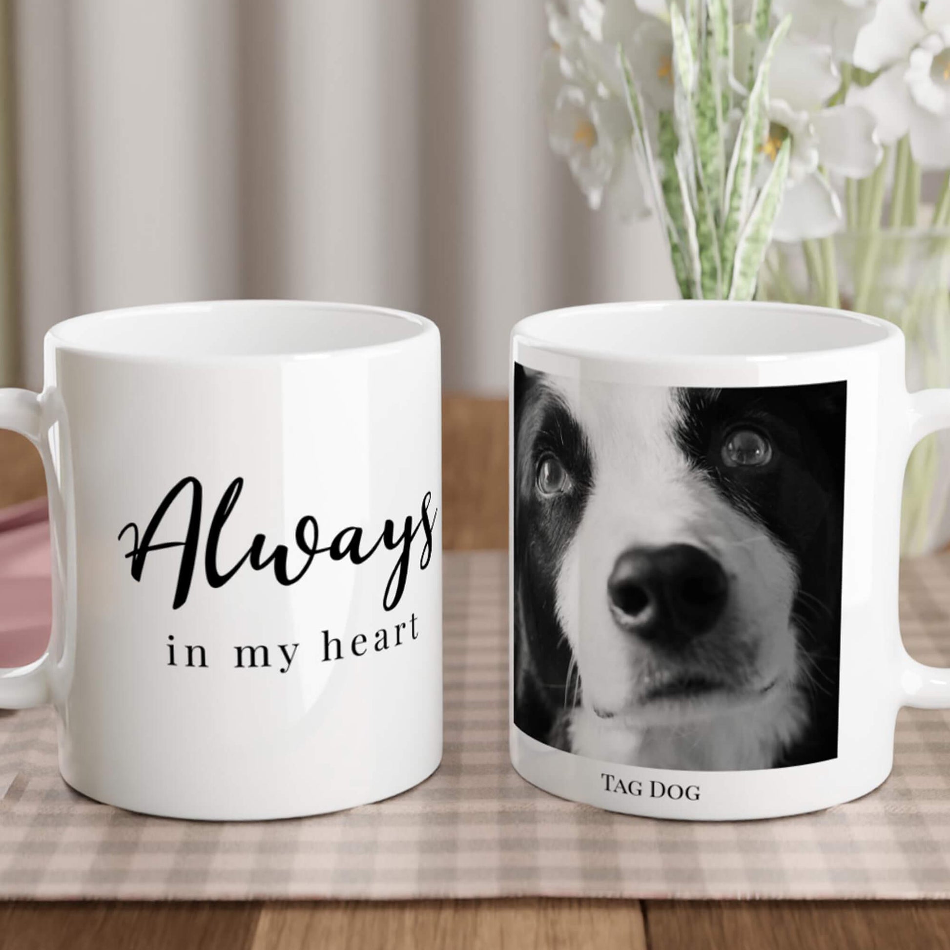 Pet memorial photo mug - lifestyle image