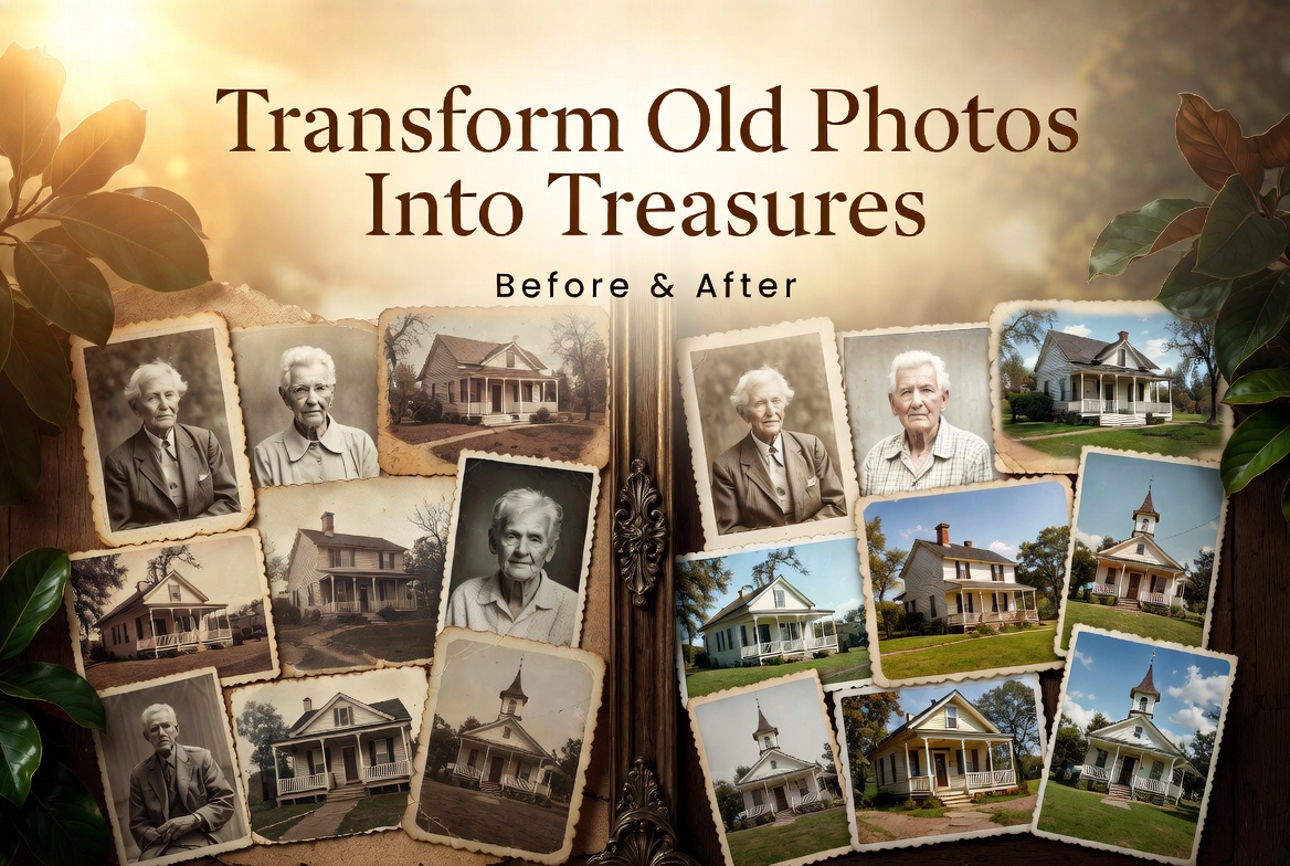Transform old photos into treasures — before and after restoration